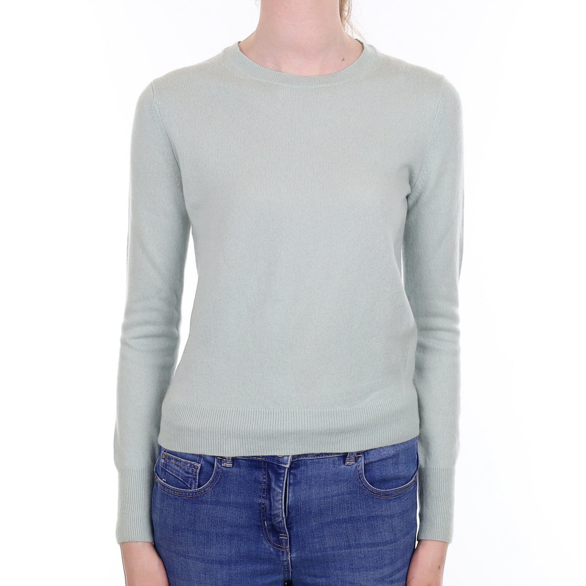 Duck Egg Blue Cashmere Crew Neck Jumper Extra Small