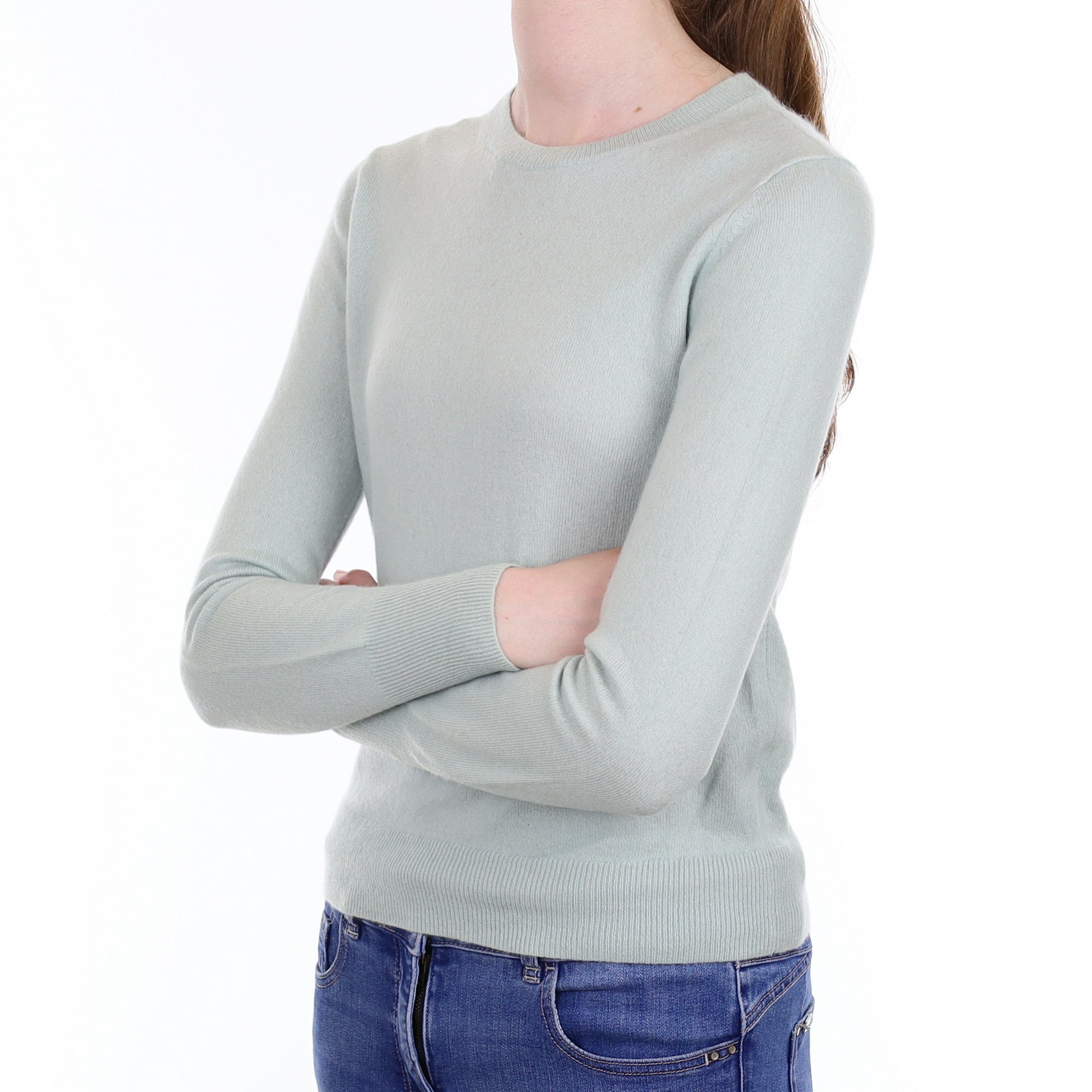 Duck Egg Blue Cashmere Crew Neck Jumper Extra Small