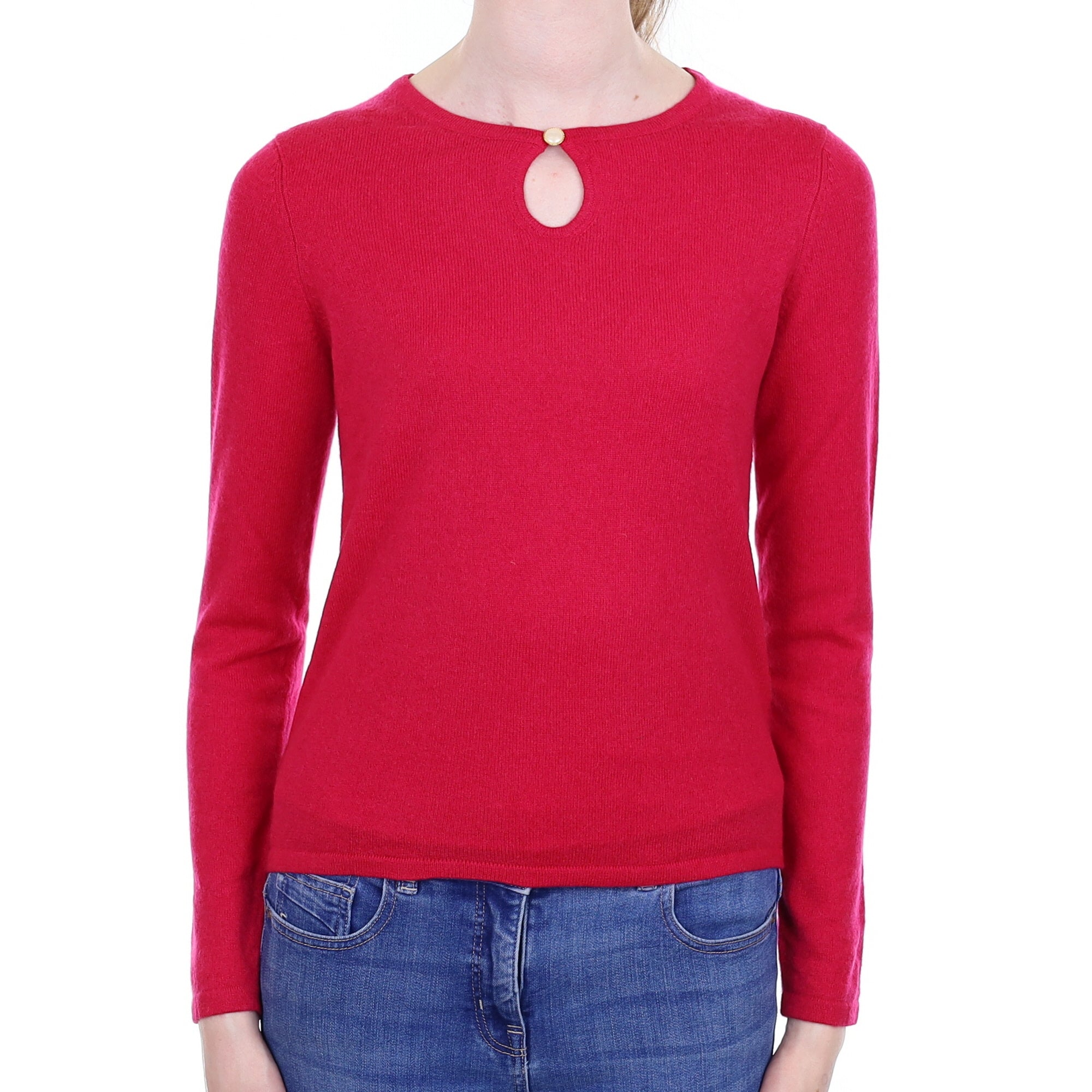 Cherry Pink Cashmere Crew Neck Jumper Extra Small
