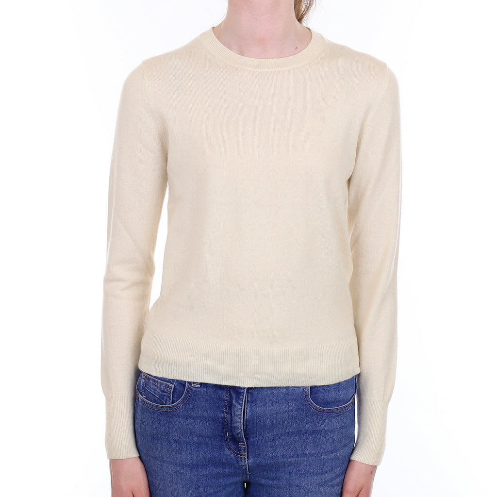 Ivory Cashmere Crew Neck Jumper Extra Small