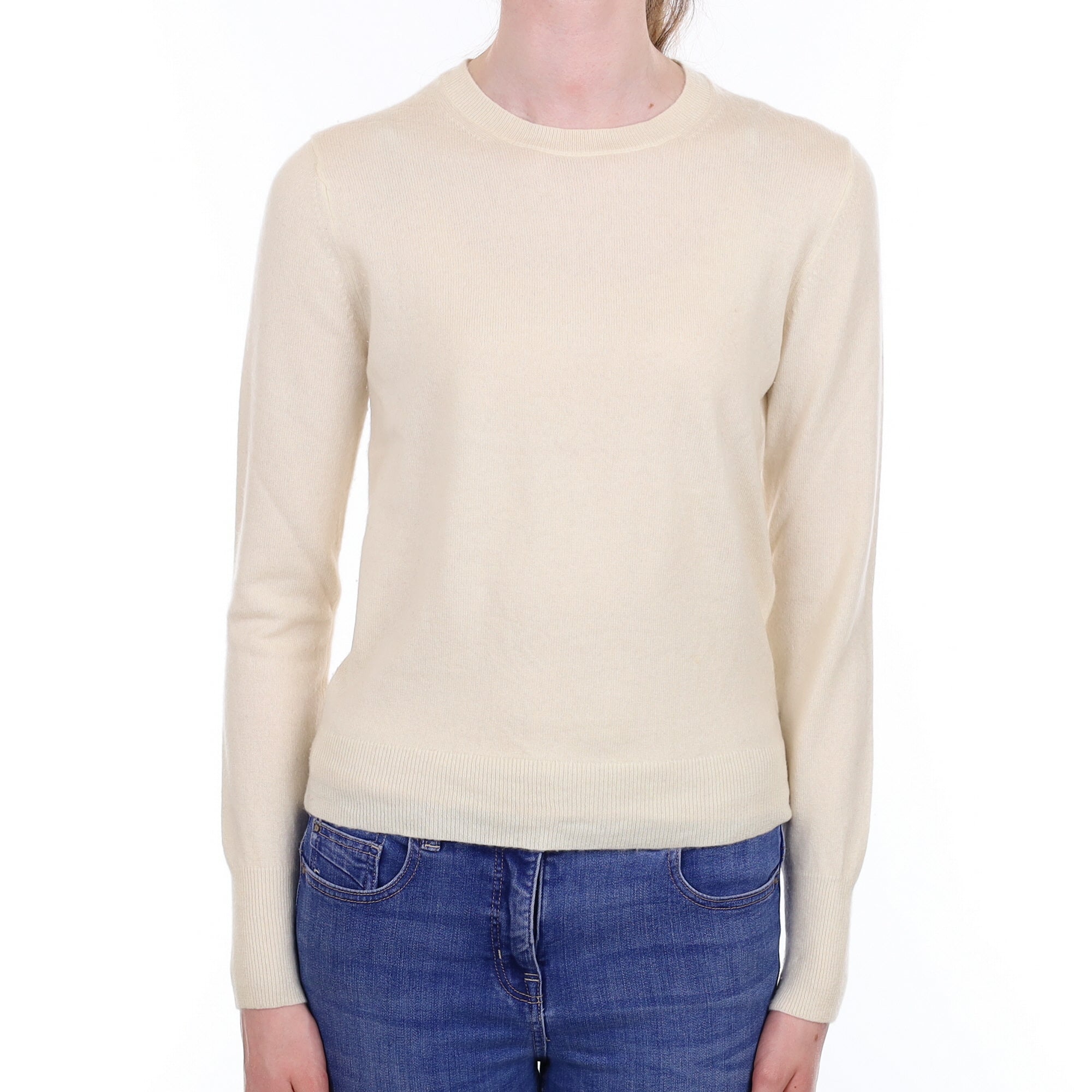 Ivory Cashmere Crew Neck Jumper Extra Small