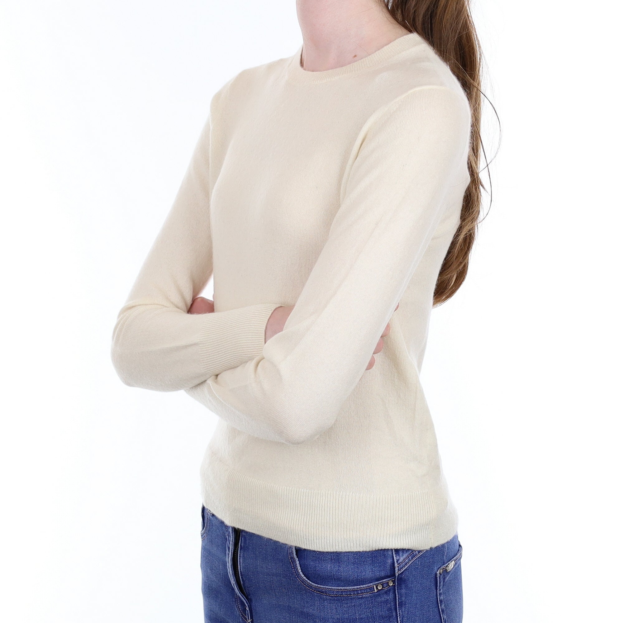 Ivory Cashmere Crew Neck Jumper Extra Small