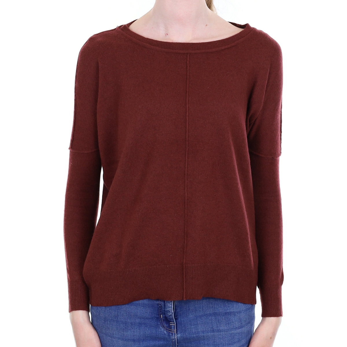 Wine Red Cashmere Crew Neck Jumper Extra Small