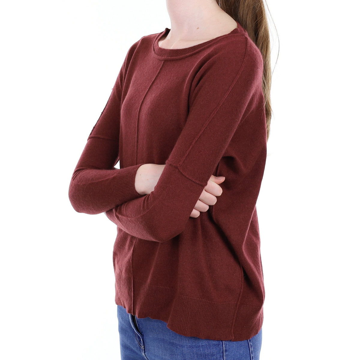 Wine Red Cashmere Crew Neck Jumper Extra Small