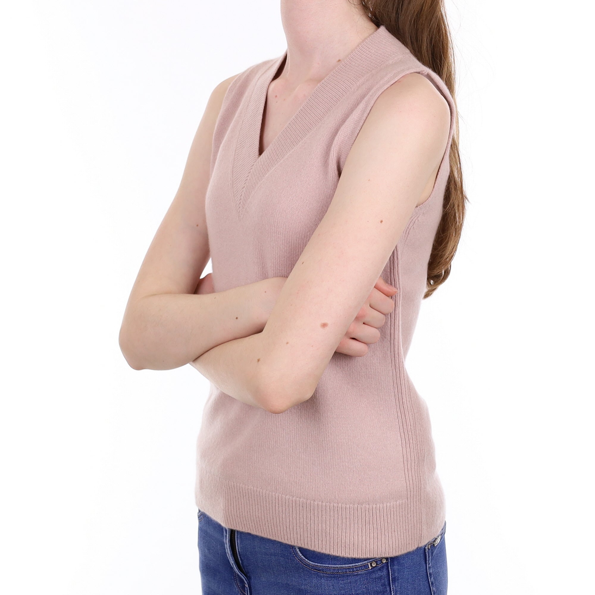 Cos Faded Heather Cashmere V Neck Tank Top Extra Small