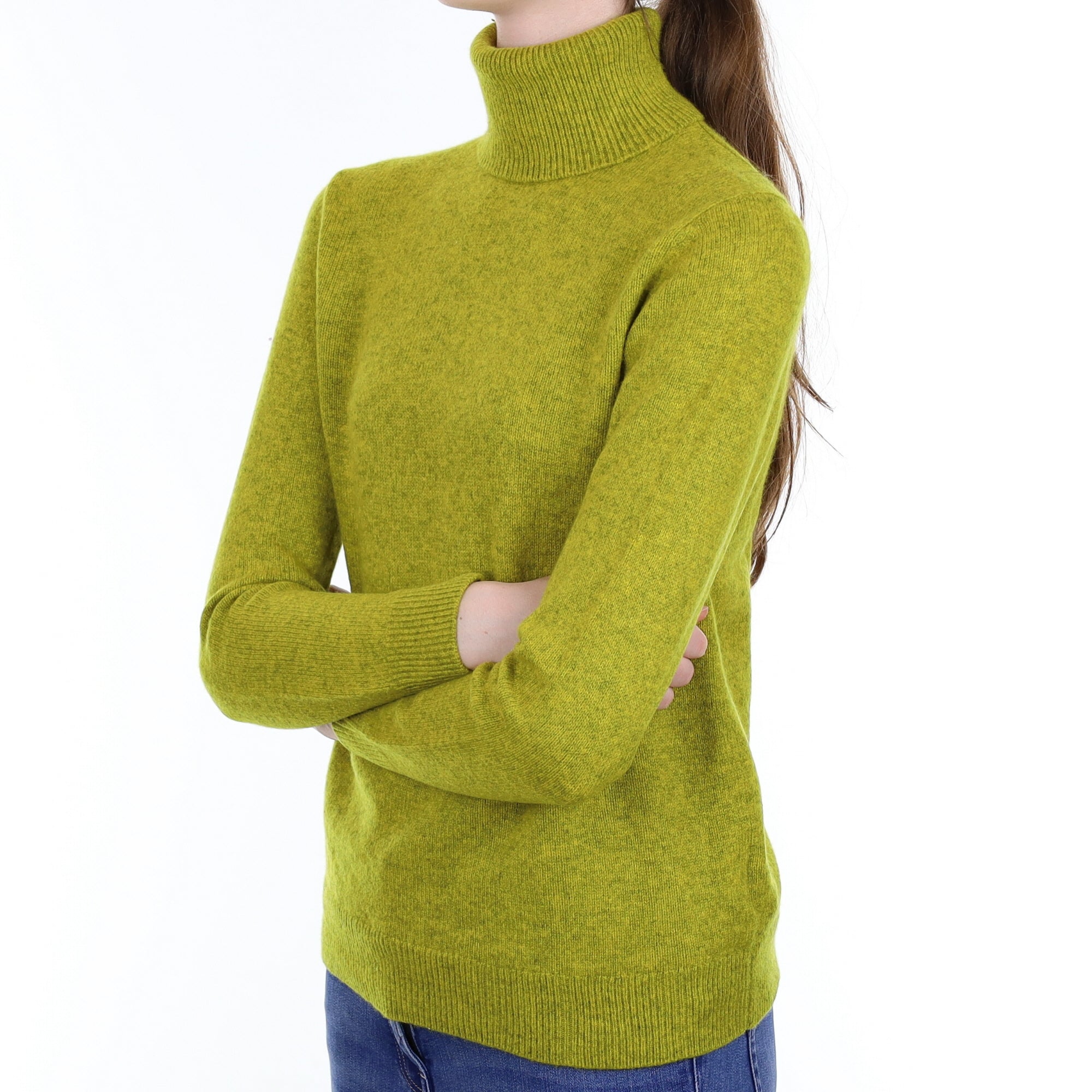 Cos Lichen Marl Cashmere Polo Neck Jumper Extra Small