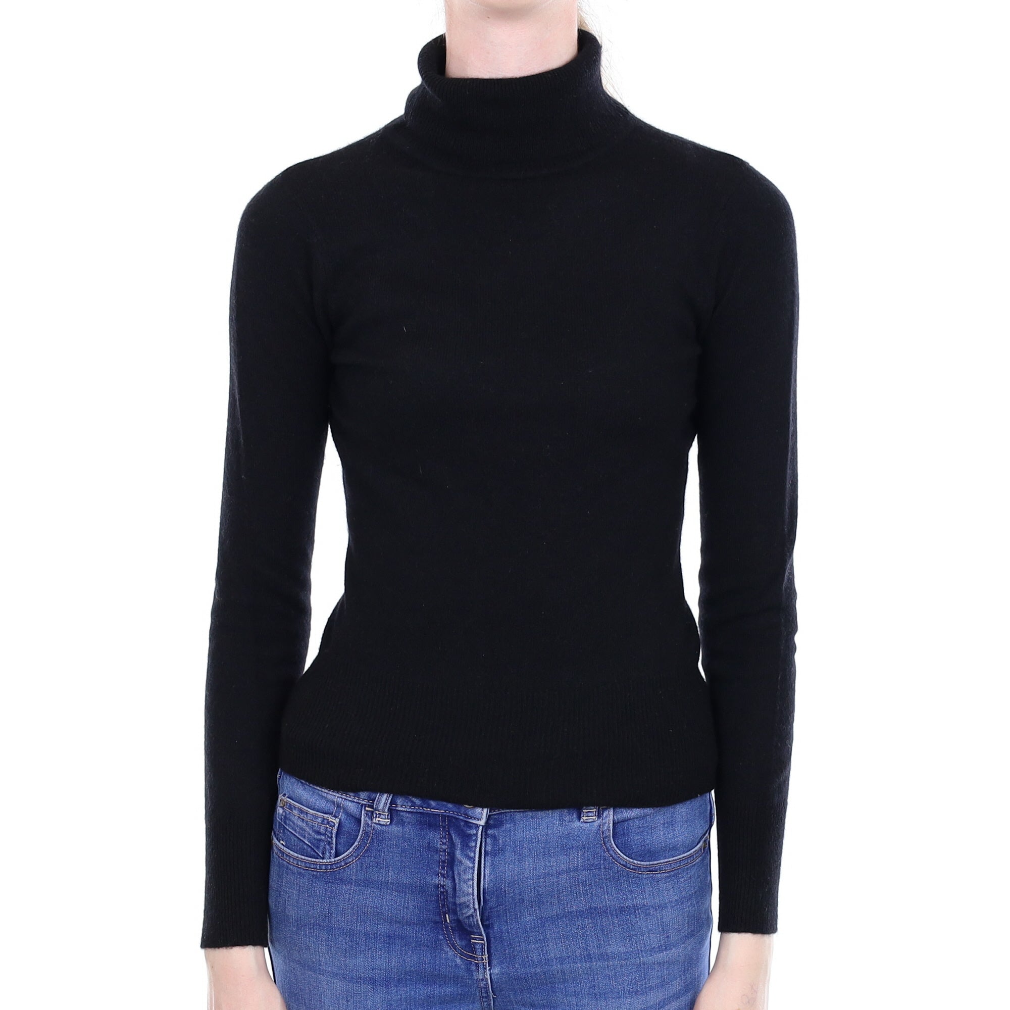 Black Cashmere Polo Neck Jumper Extra Small