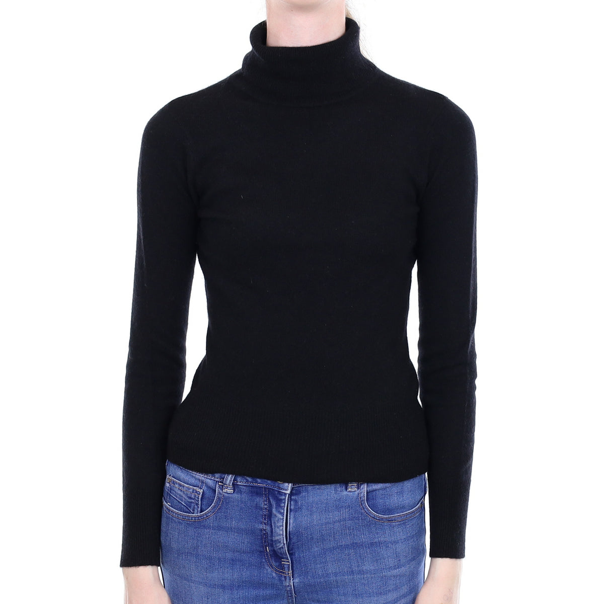 Black Cashmere Polo Neck Jumper Extra Small