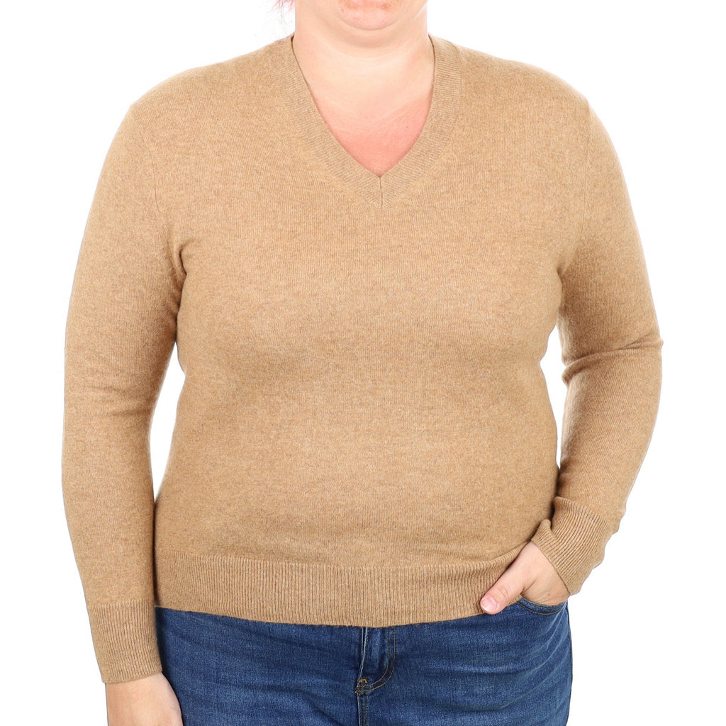 Butterscotch Cashmere V Neck Jumper Large