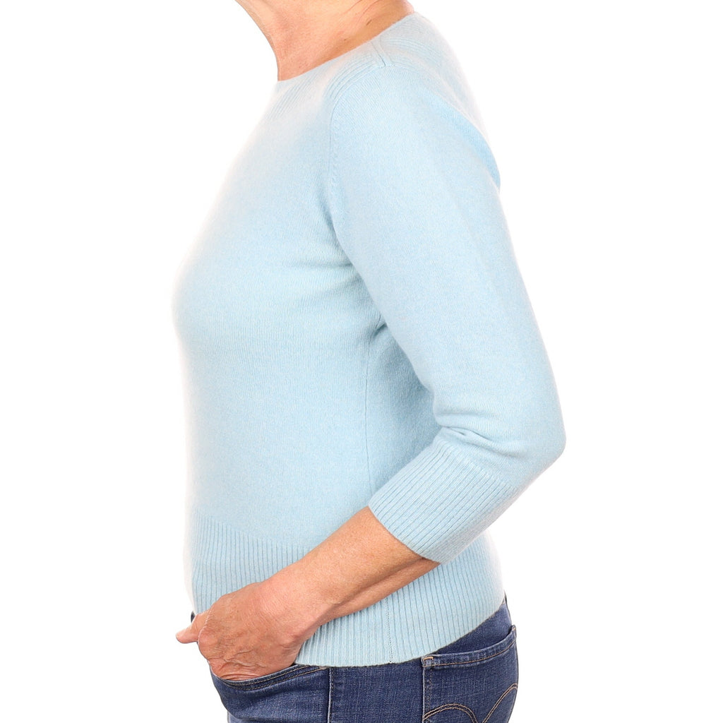 Pale Aqua Cashmere Boat Neck Jumper Medium