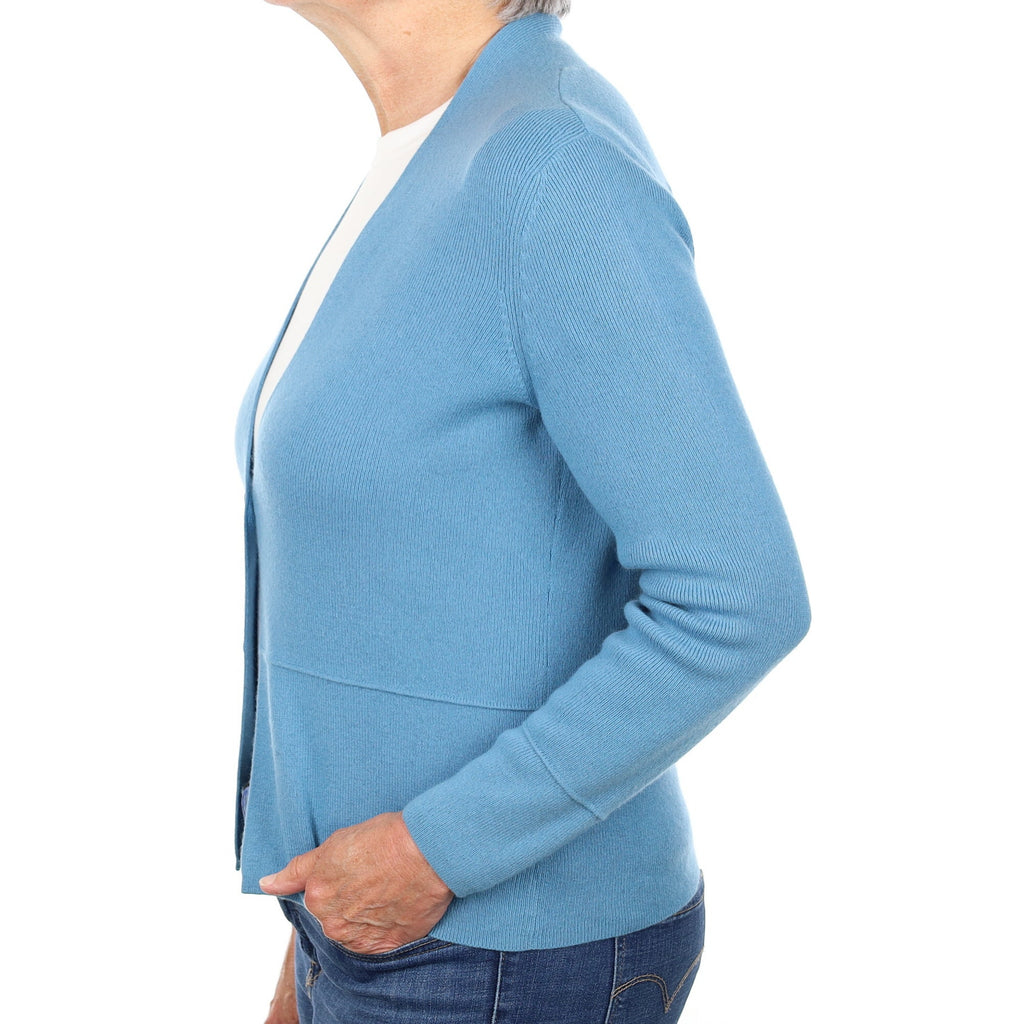 Mediterranean Blue Rib Cashmere V Neck Cardigan Medium