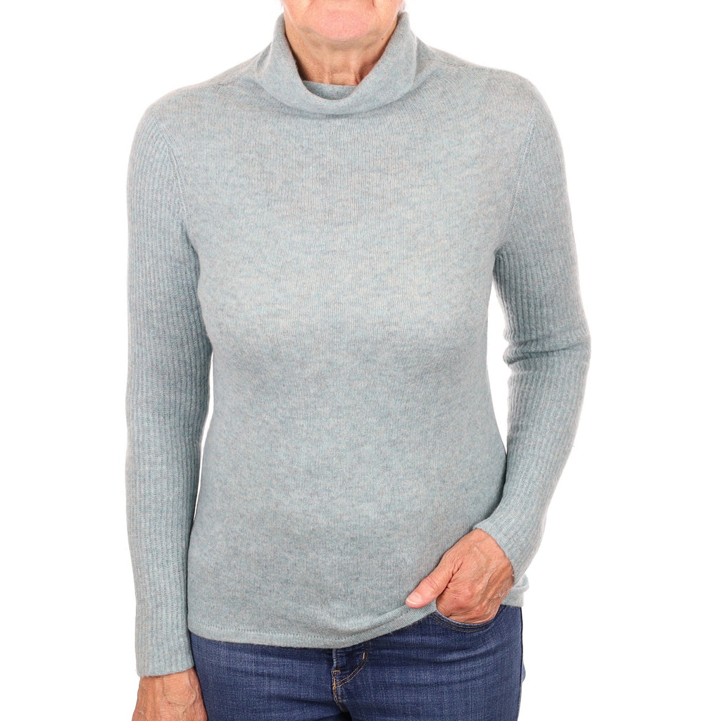 Hazy Mint Cashmere Funnel Neck Jumper Medium