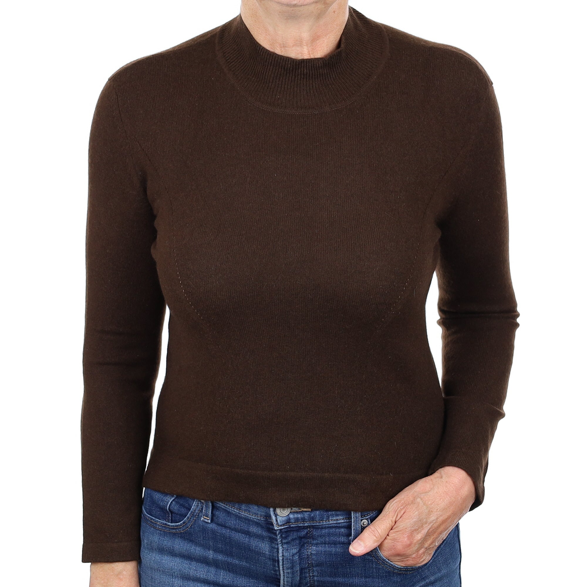Chocolate Brown Cashmere Turtleneck Jumper Medium