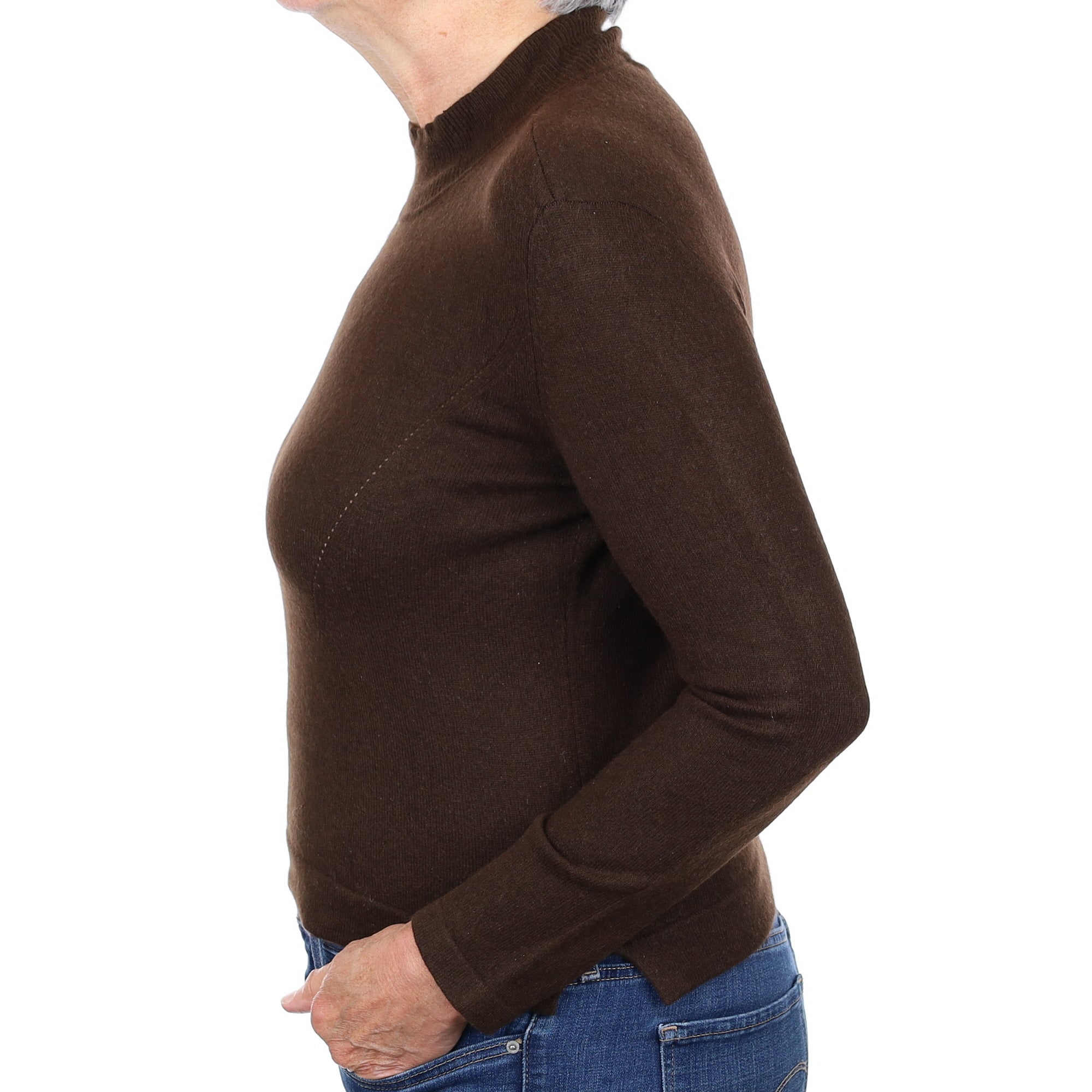Chocolate Brown Cashmere Turtleneck Jumper Medium
