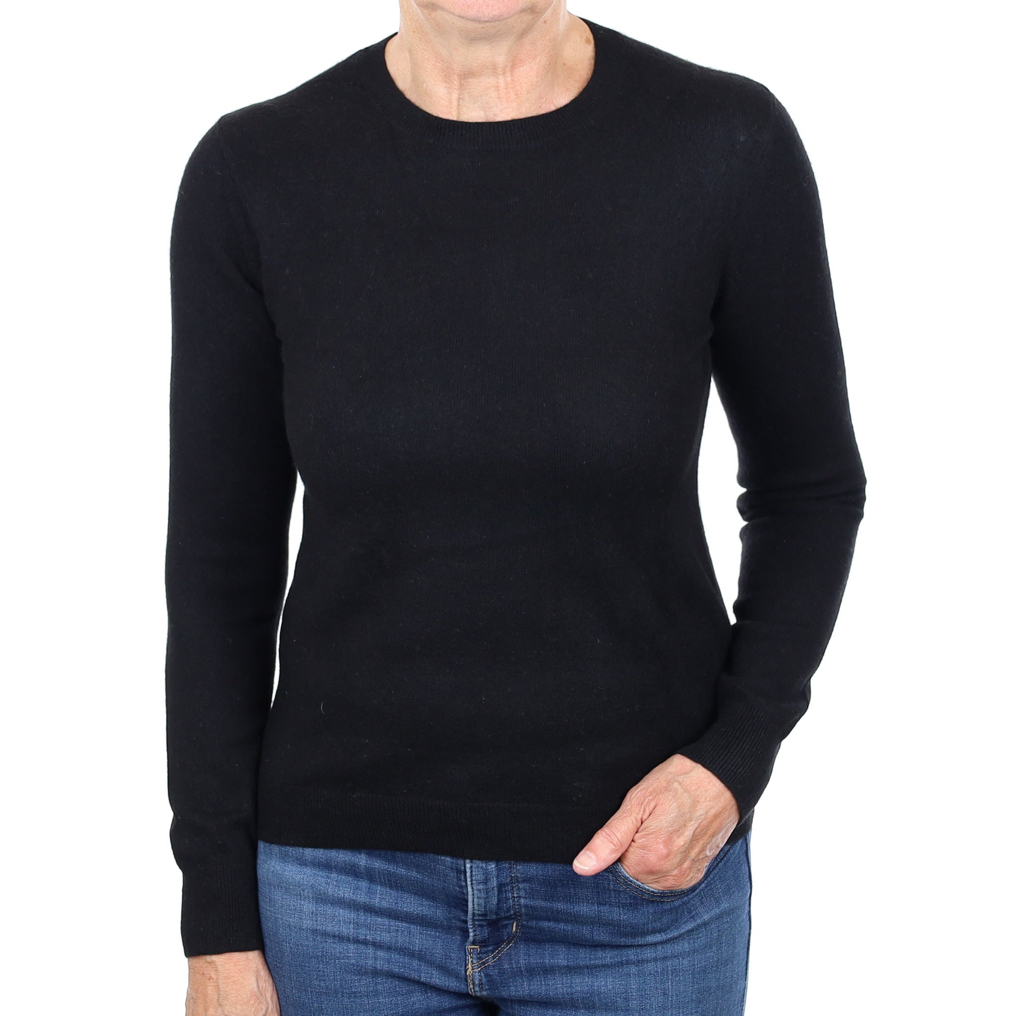 Black Cashmere Crew Neck Jumper Medium
