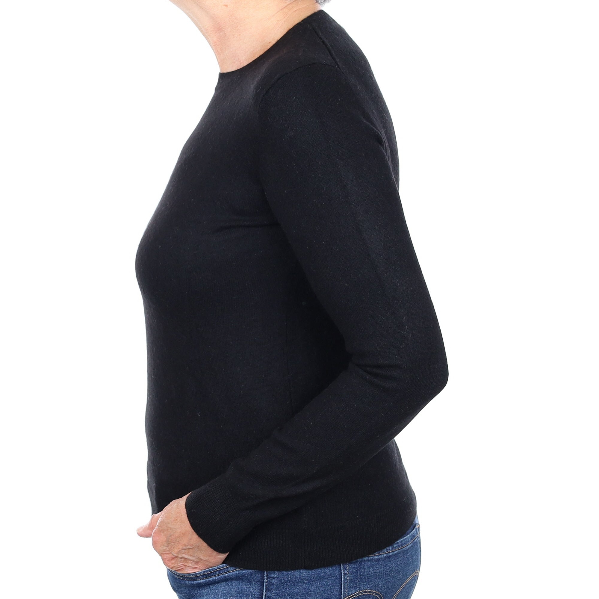 Black Cashmere Crew Neck Jumper Medium