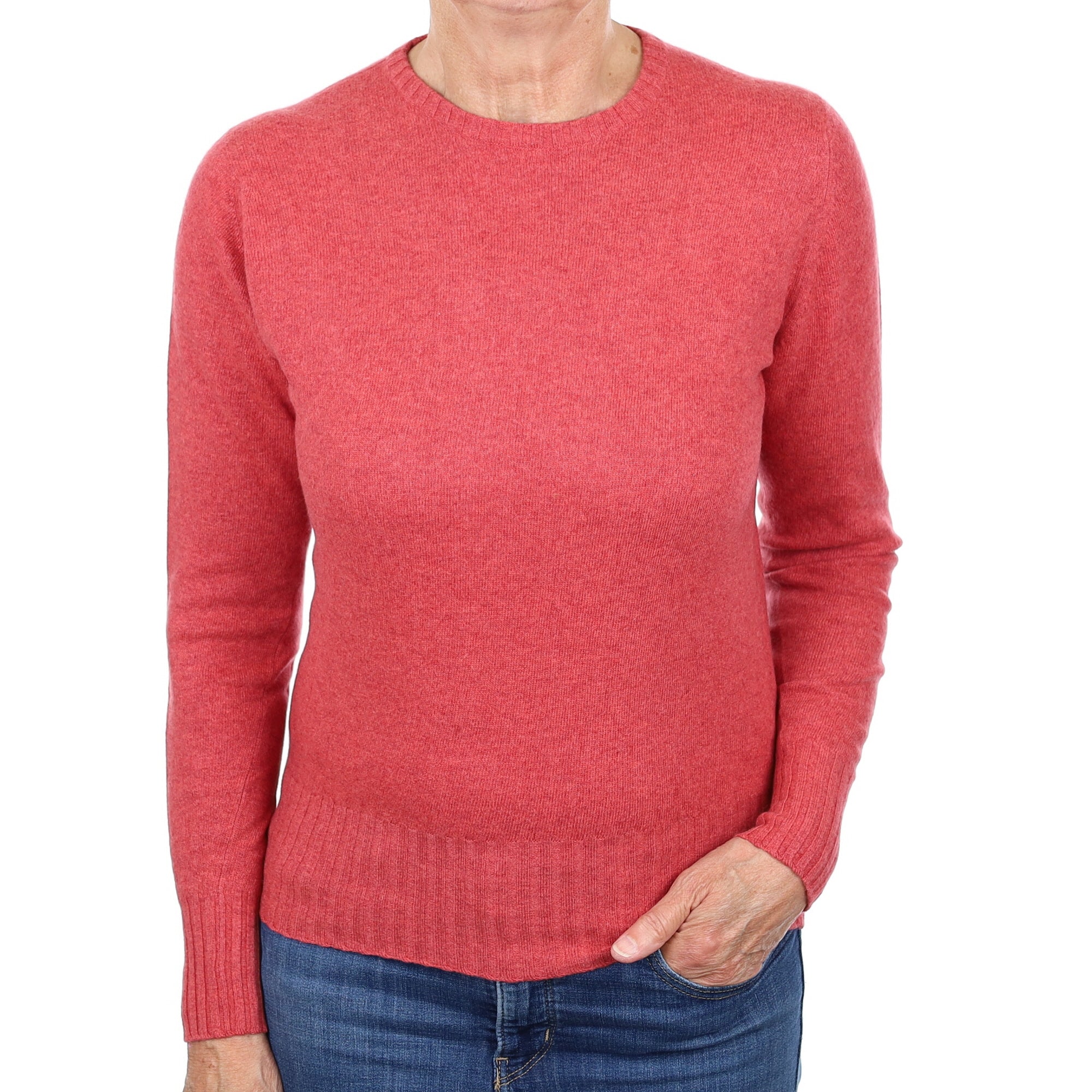 Scottish  Crushed Strawberry Cashmere Crew Neck Jumper Medium