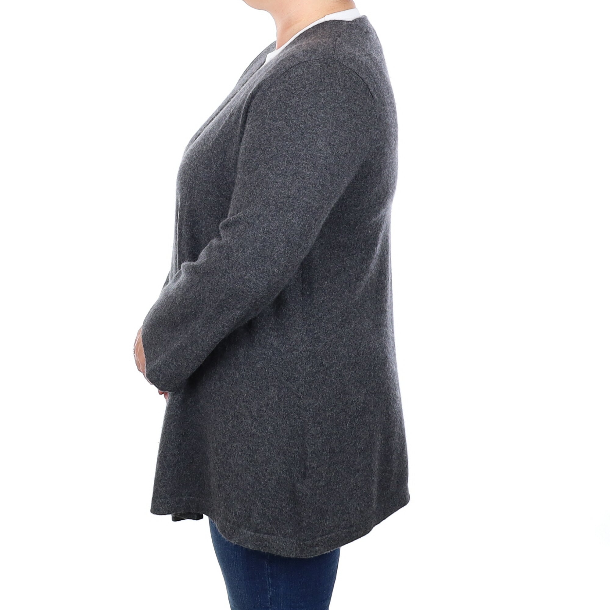 Charcoal Grey Cashmere Waterfall Cardigan Large