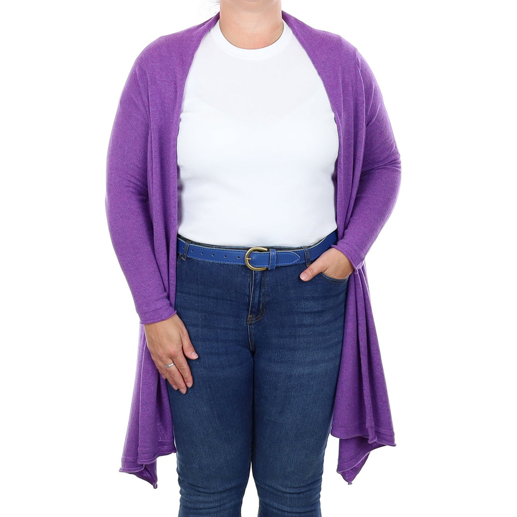 Lavender Purple Cashmere Waterfall Cardigan Large