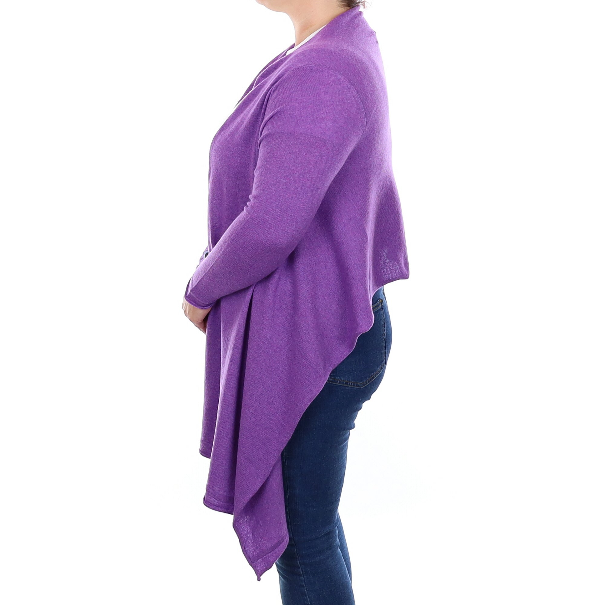Lavender Purple Cashmere Waterfall Cardigan Large