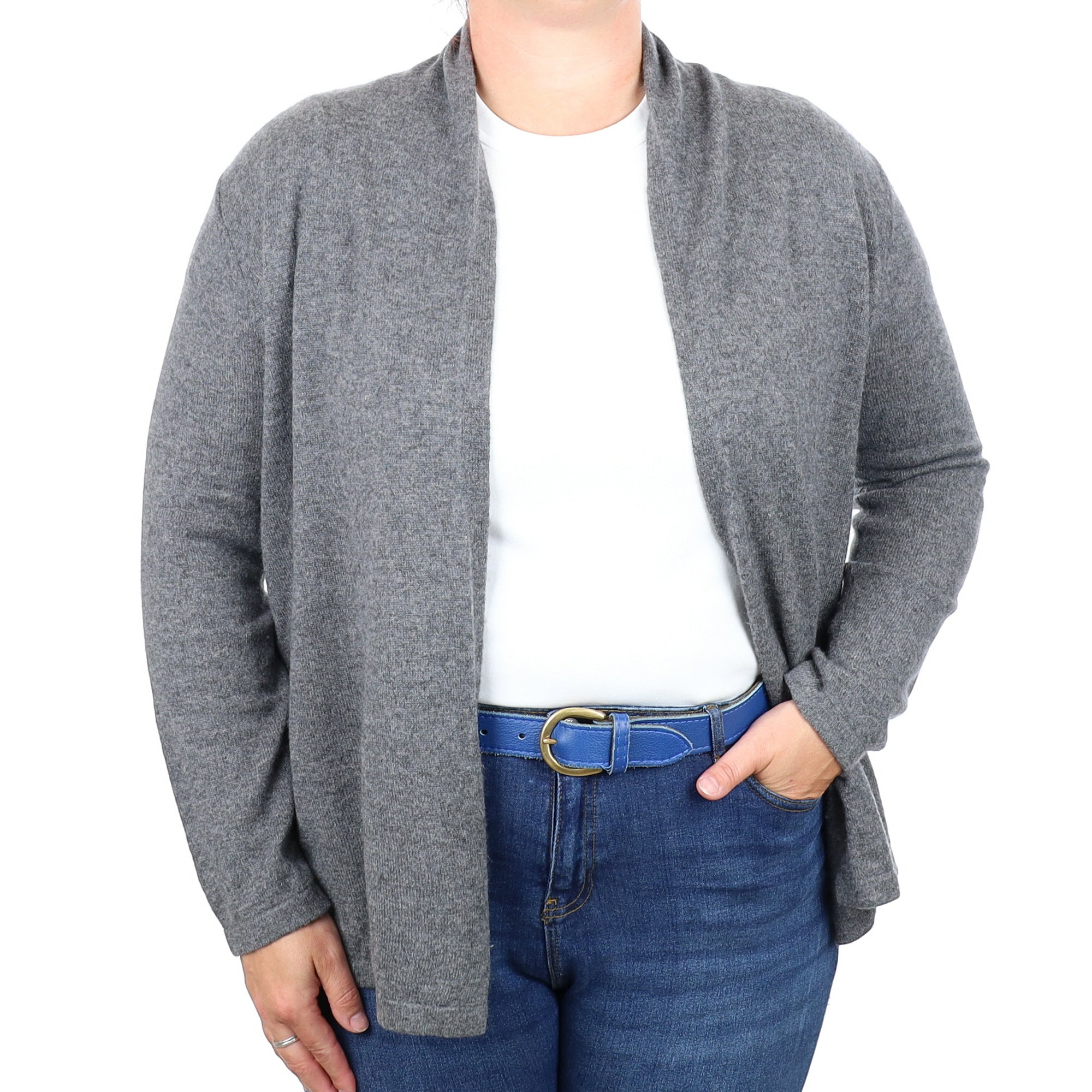 Slate Grey Cashmere Edge to Edge Cardigan Large