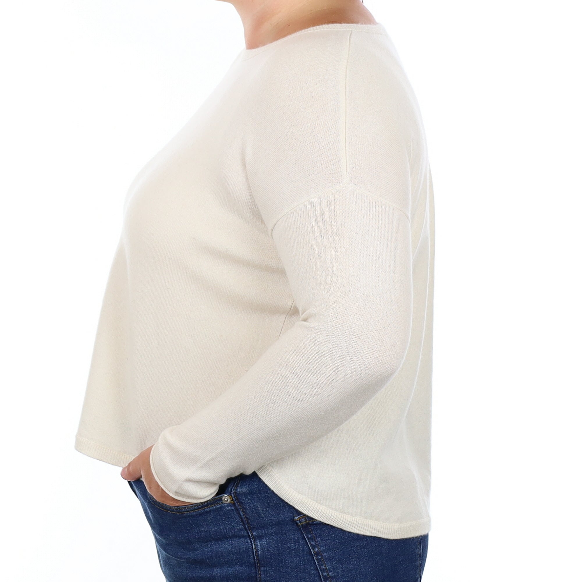 Winter White Cashmere V Neck Jumper Large