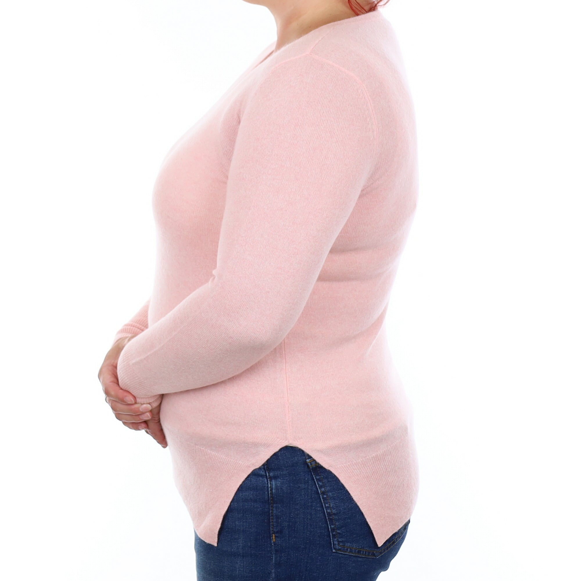 Shell Pink Cashmere V Neck Jumper Large