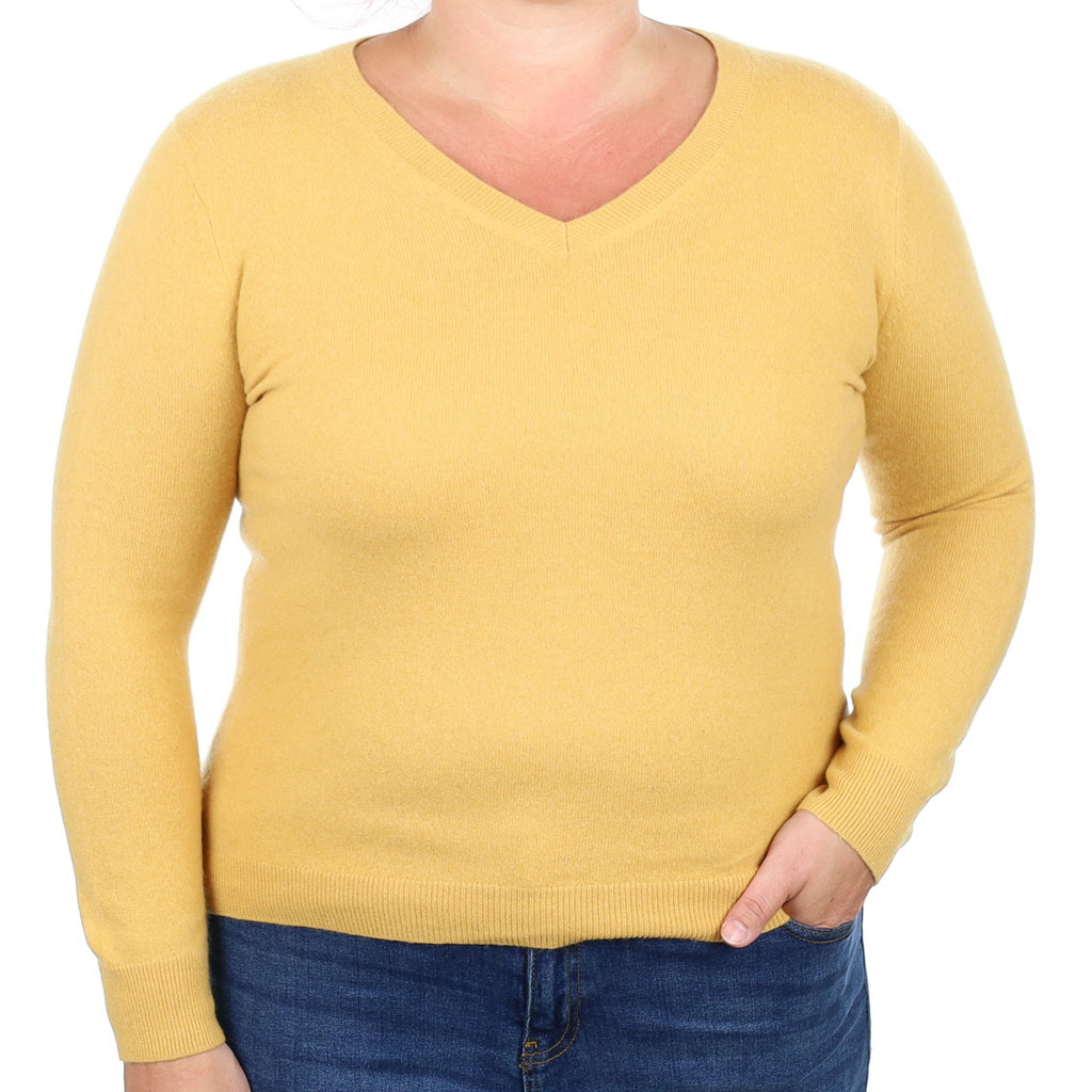 Flaxen Cashmere V Neck Jumper Large