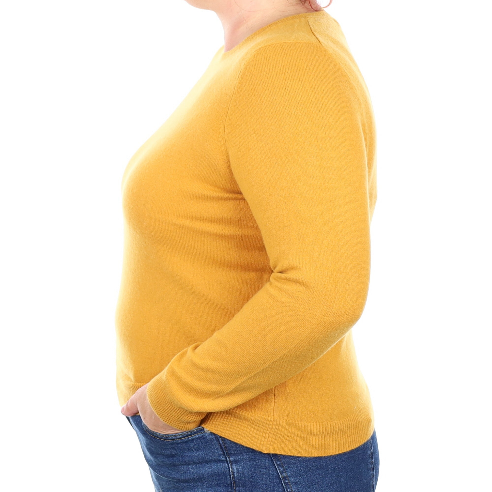 Mustard Yellow Cashmere Crew Neck Jumper Large