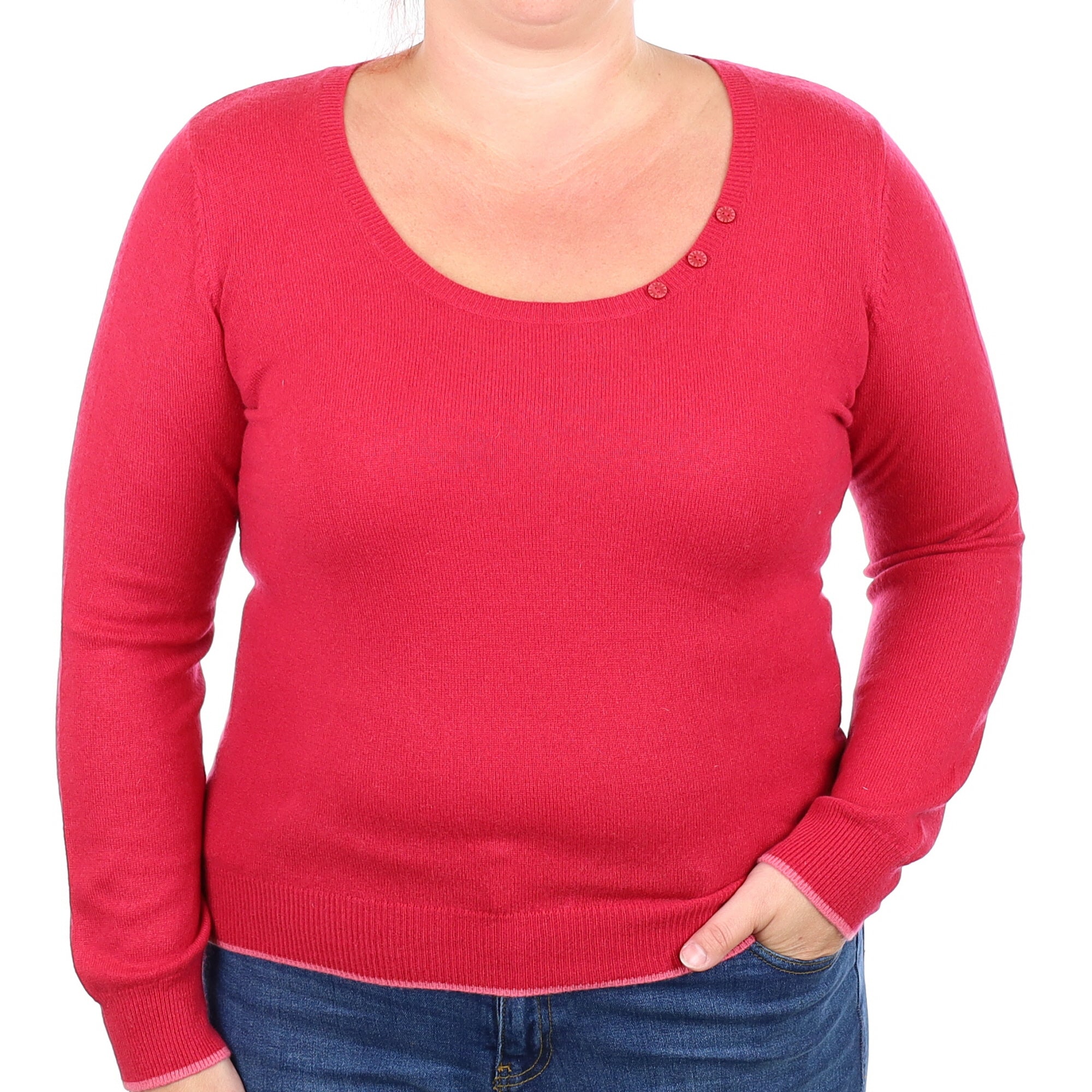 Cherry Pink Cashmere Scoop Neck Jumper Large