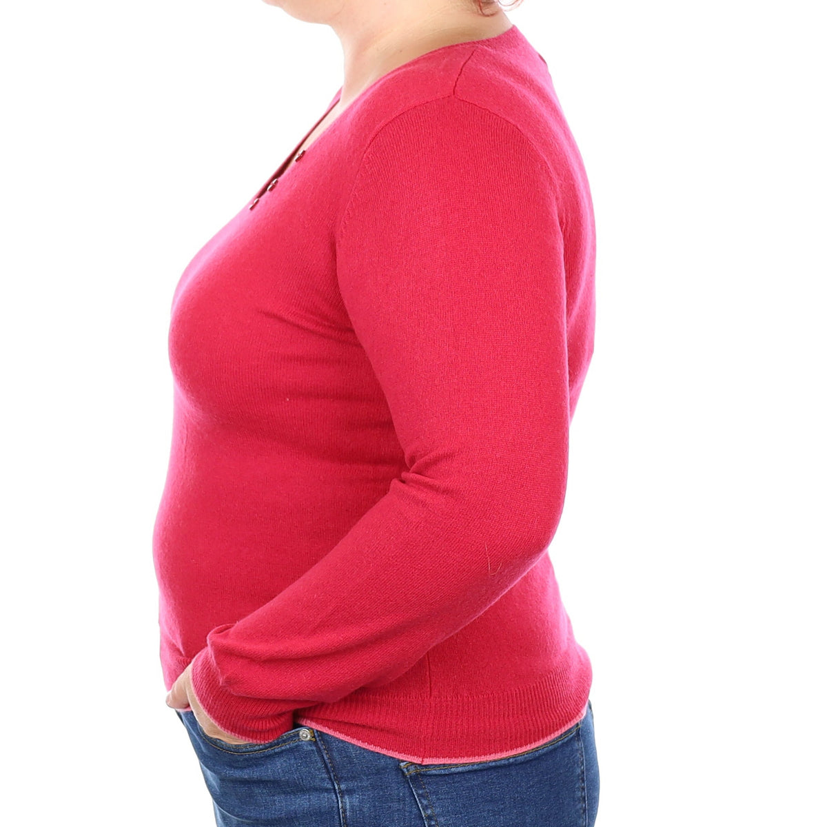 Cherry Pink Cashmere Scoop Neck Jumper Large