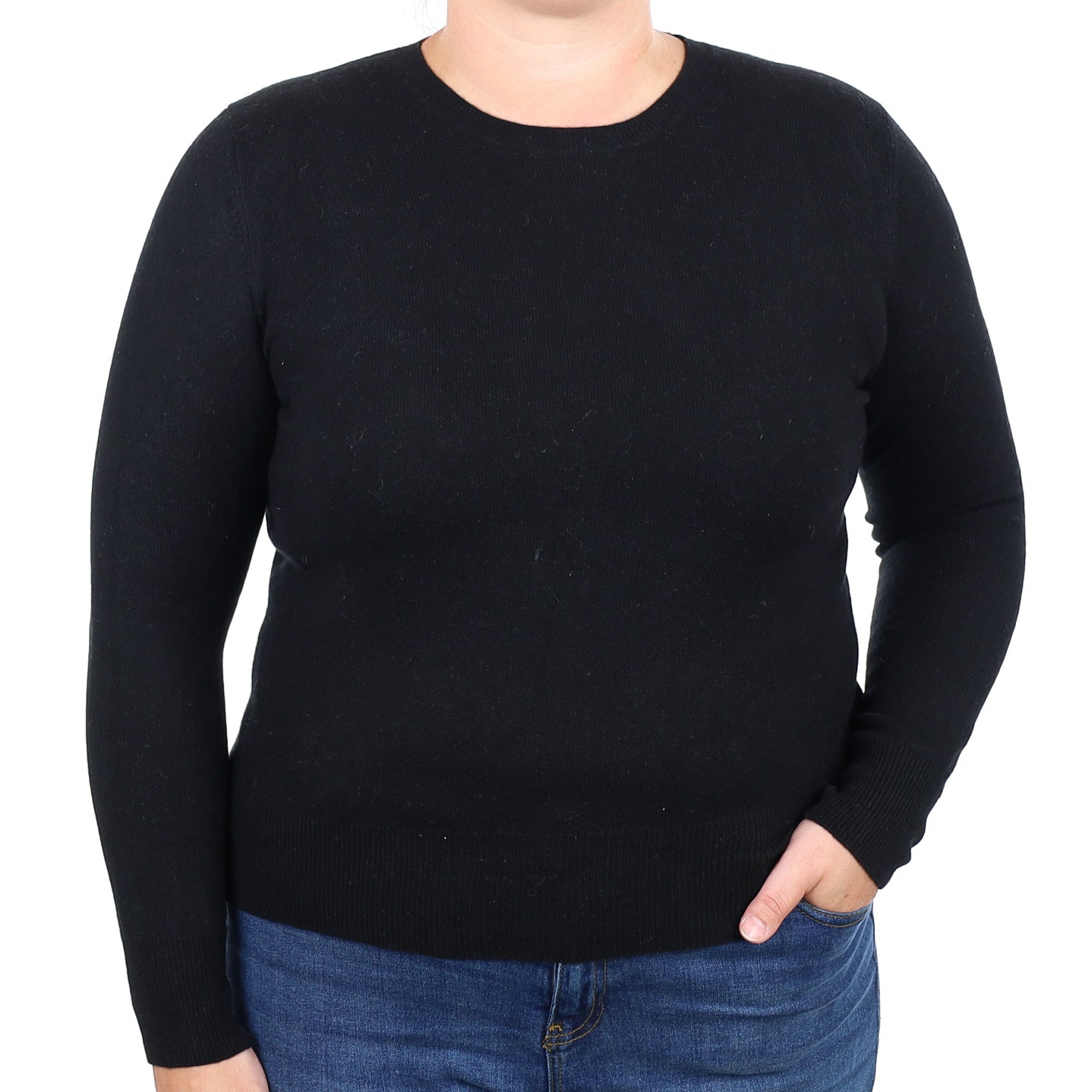 Black Cashmere Crew Neck Jumper Large