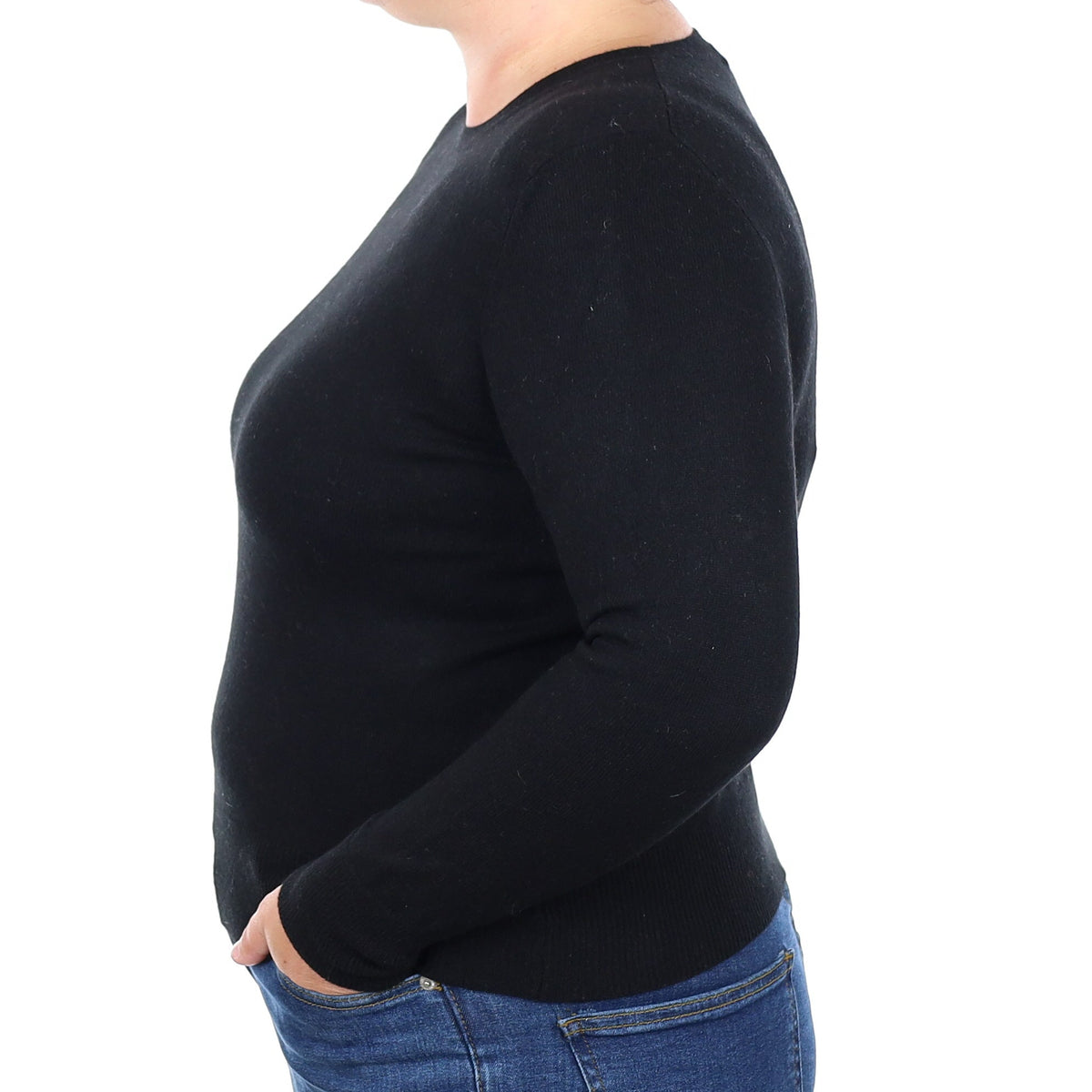 Black Cashmere Crew Neck Jumper Large