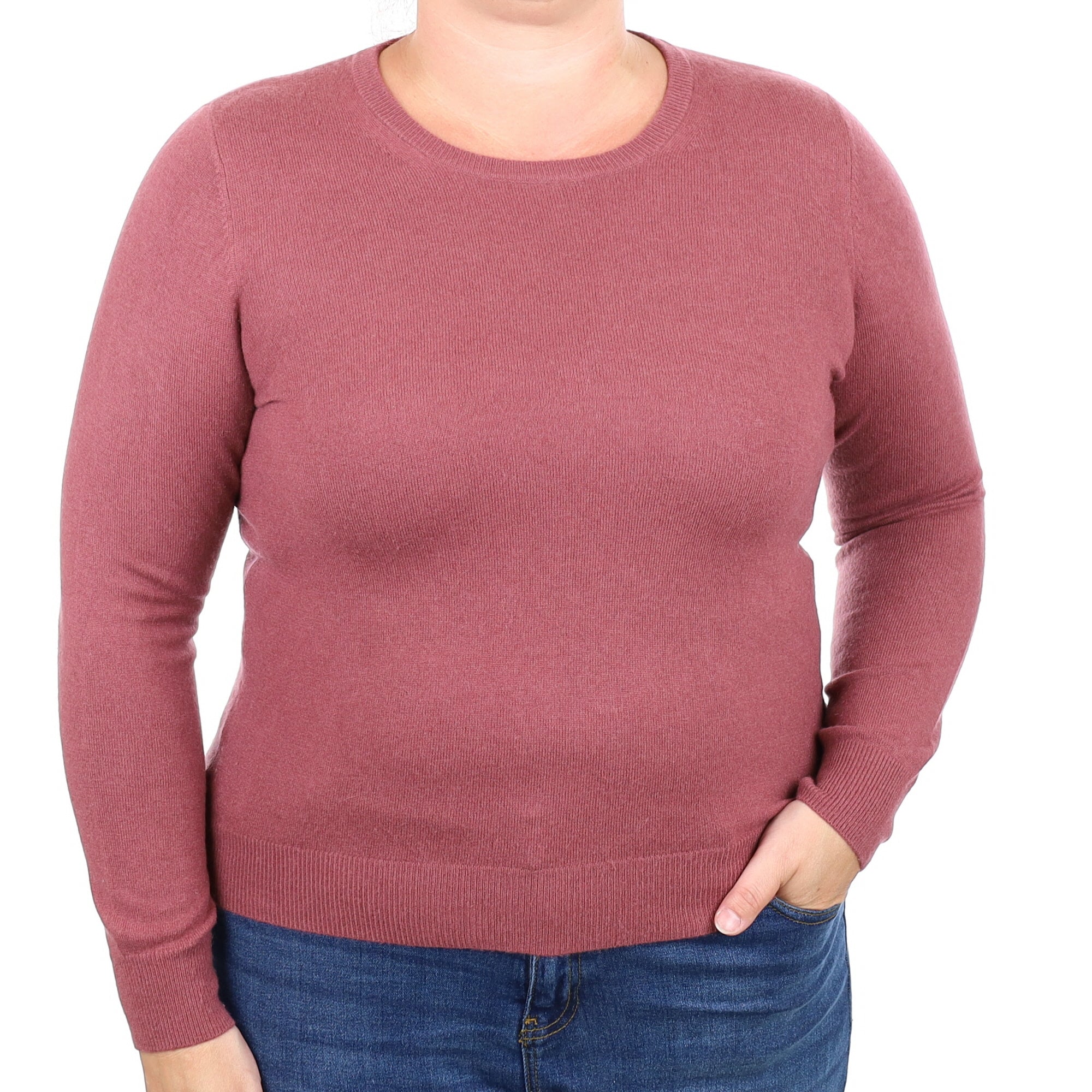 N.Peal Heather Pink Cashmere Crew Neck Jumper Large