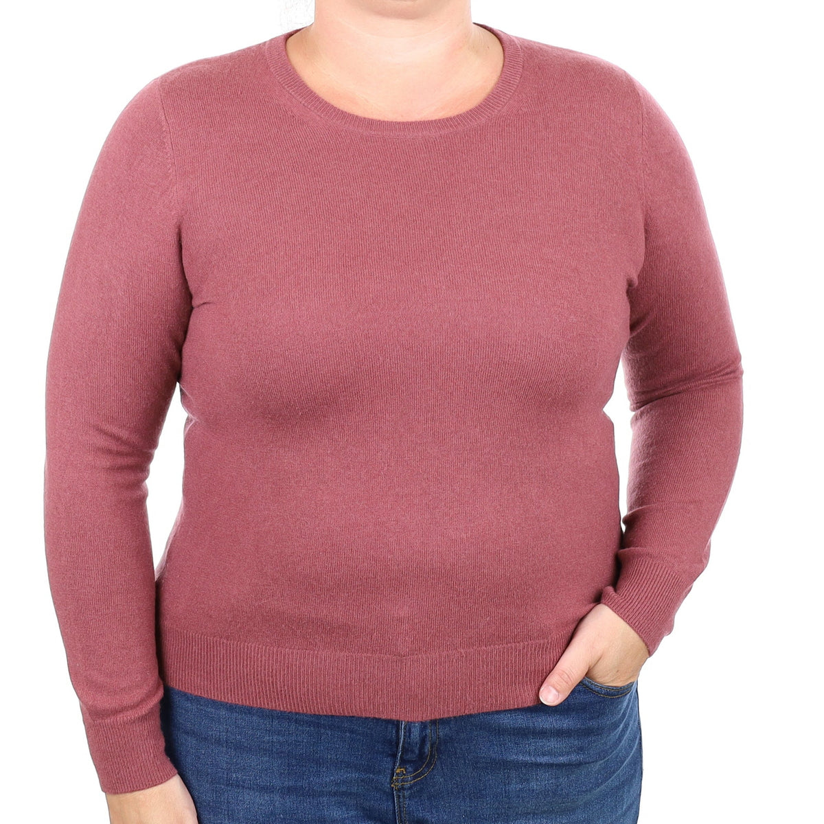 N.Peal Heather Pink Cashmere Crew Neck Jumper Large