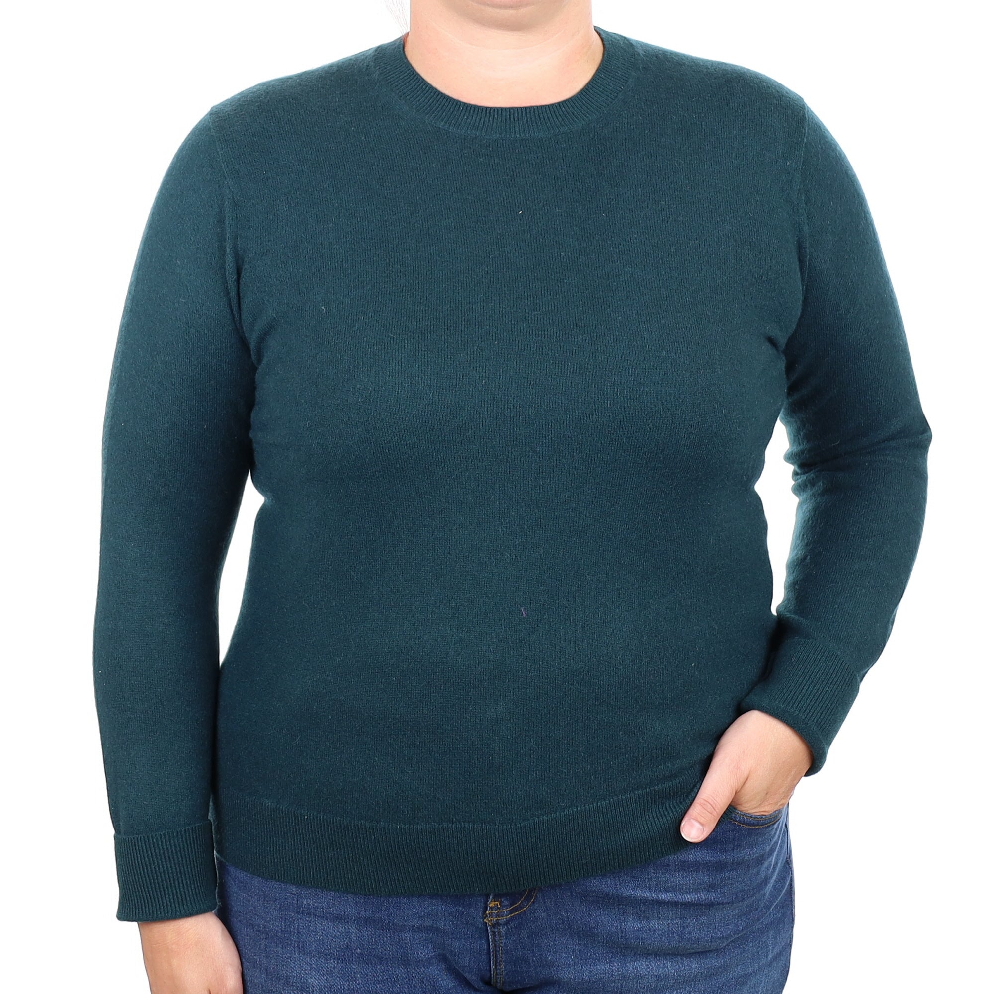 Forest Green Cashmere Crew Neck Jumper Large