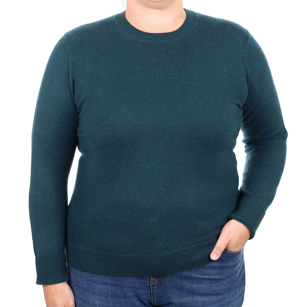 Forest Green Cashmere Crew Neck Jumper Large