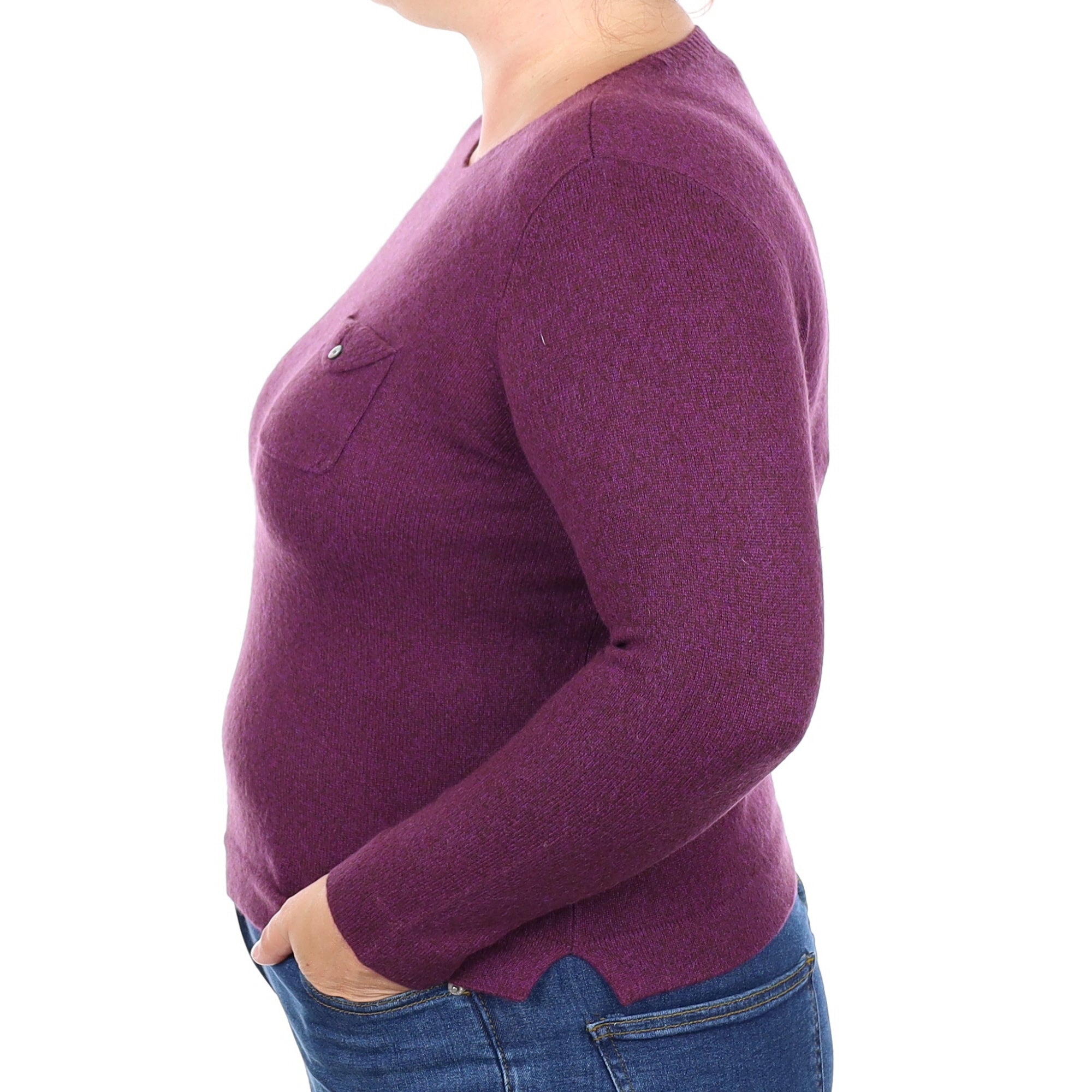Plum Marl Cashmere Crew Neck Jumper Large