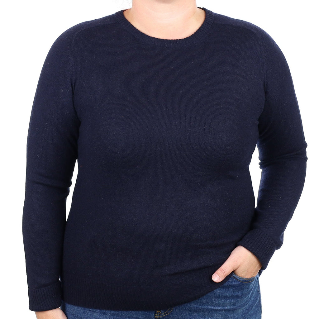 Navy Cashmere Crew Neck Jumper Large