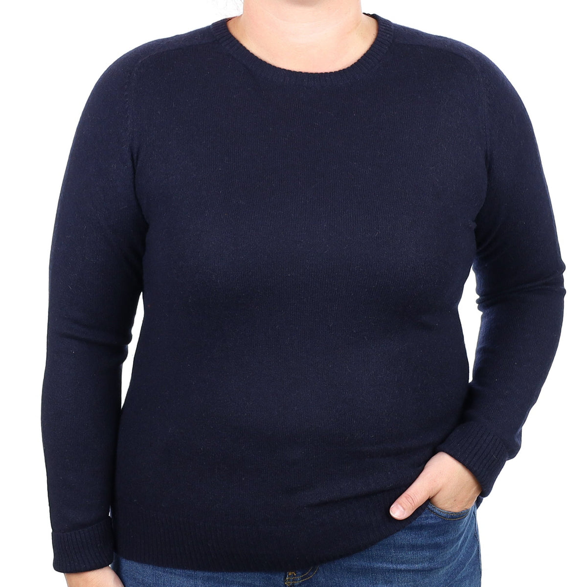 Navy Cashmere Crew Neck Jumper Large
