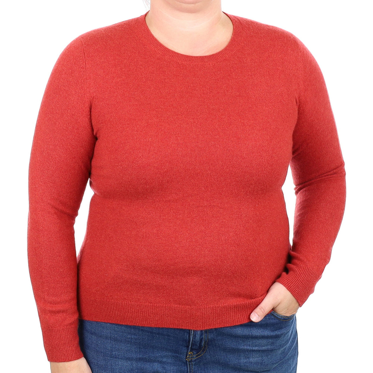 Rust Orange Cashmere Crew Neck Jumper Large