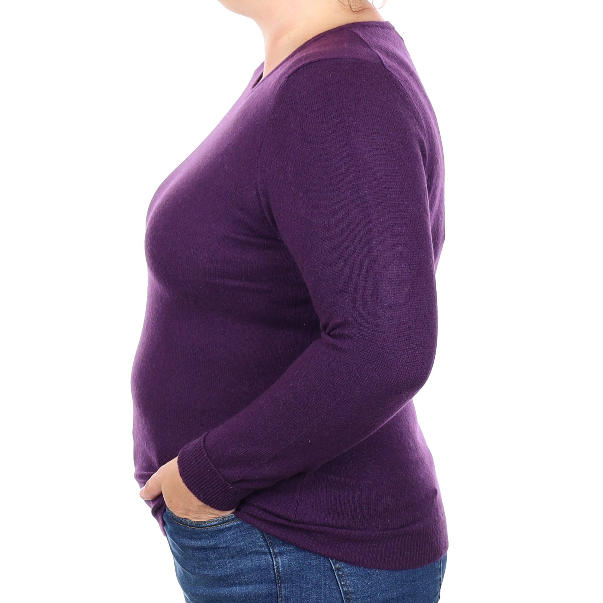 Blueberry Purple Cashmere Crew Neck Jumper Large