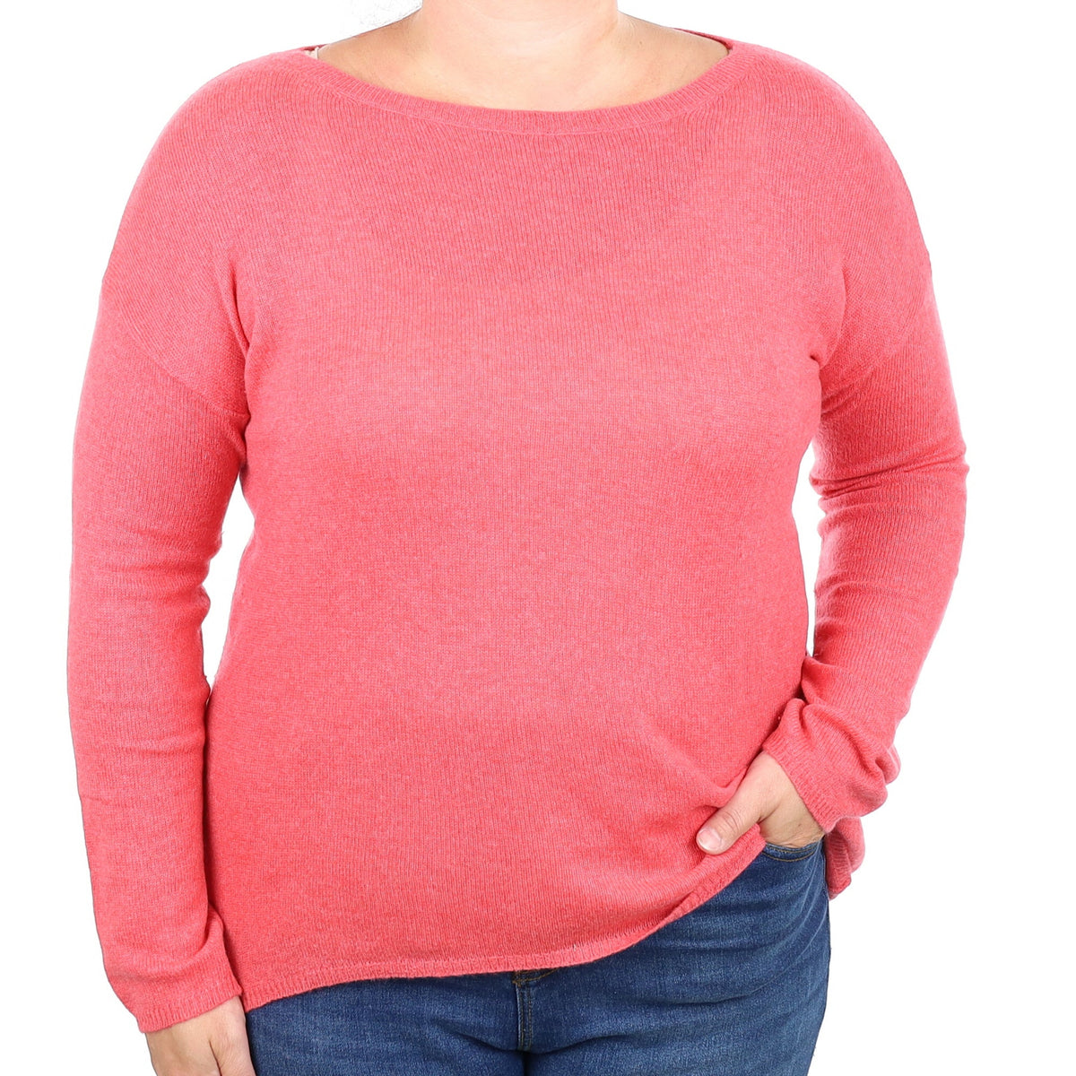 Italian Cranberry Pink Cashmere Crew Neck Jumper Large