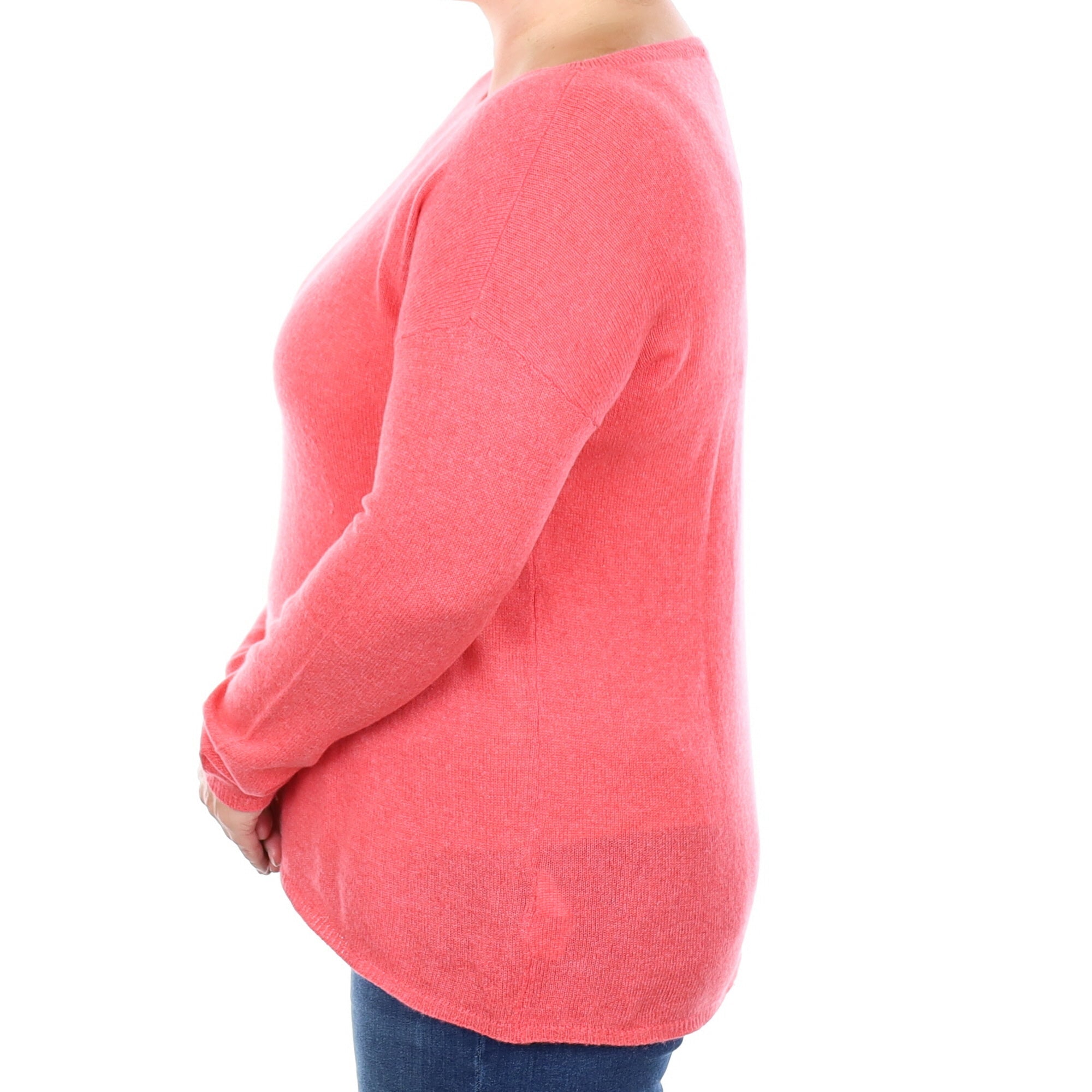 Italian Cranberry Pink Cashmere Crew Neck Jumper Large