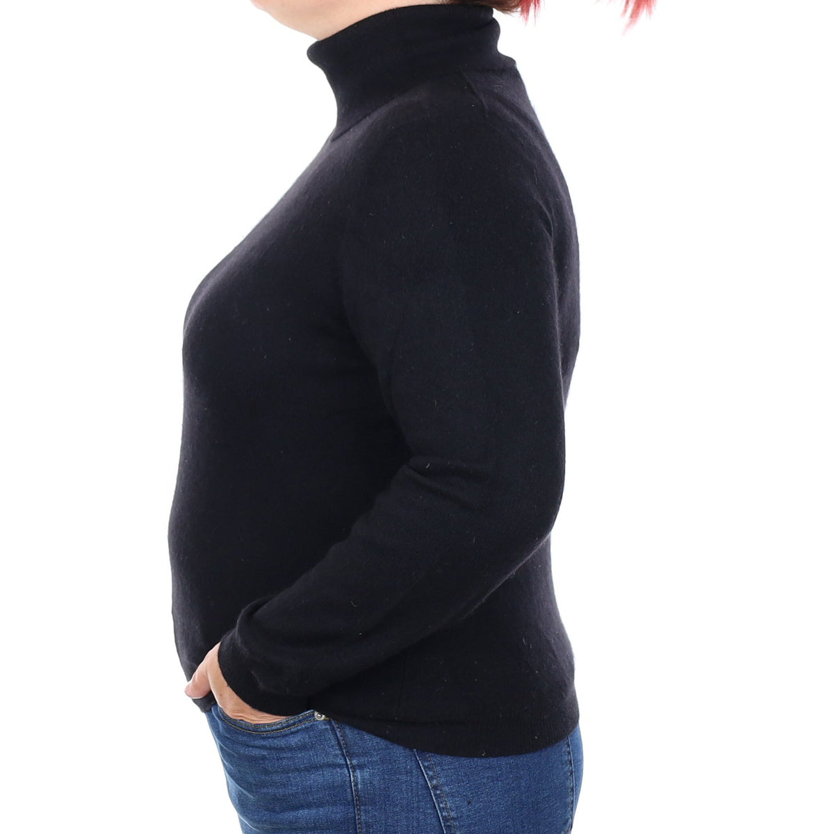 Black  Cashmere Polo Neck Jumper Large