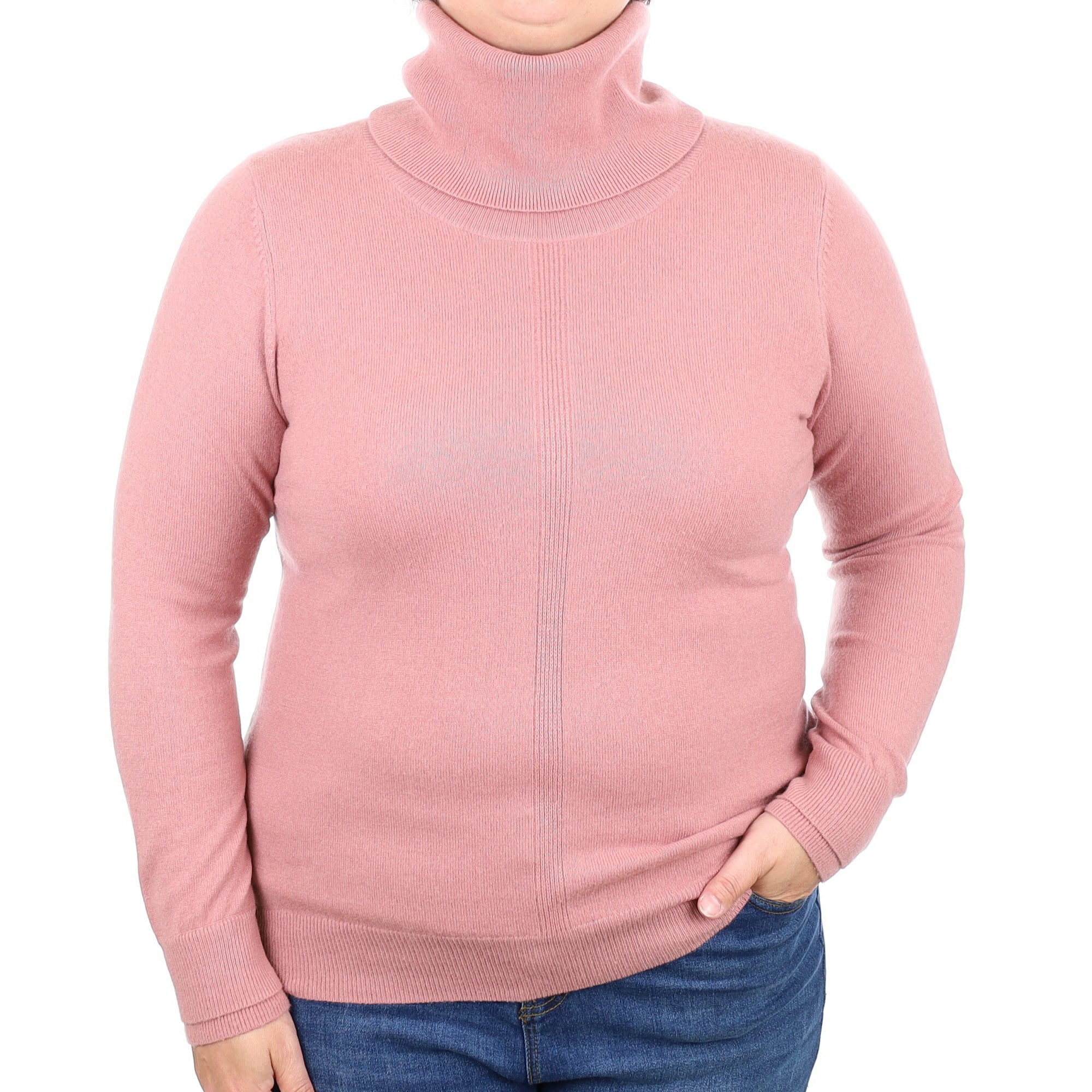 Jaeger Faded Heather Cashmere Polo Neck Jumper Large