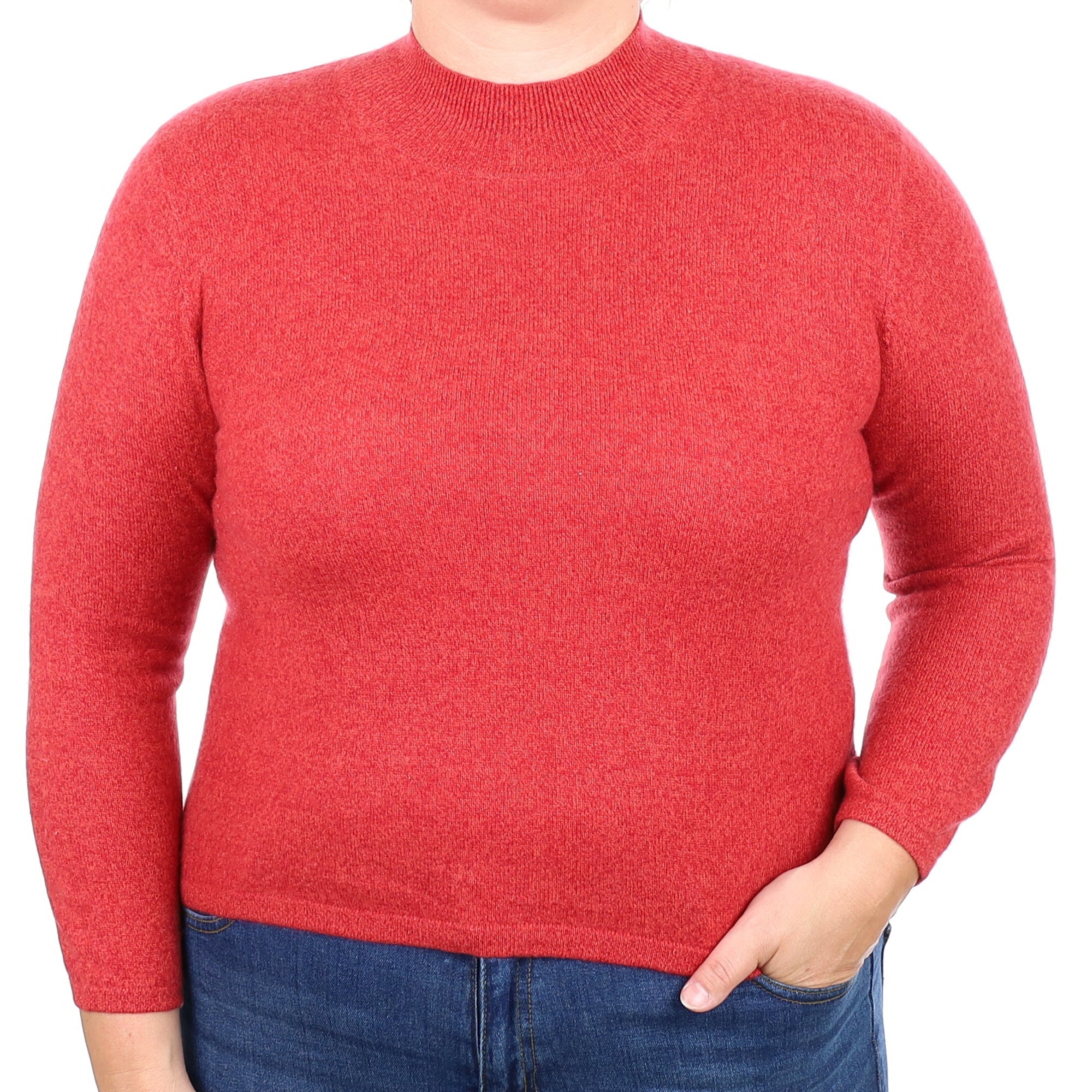 Sunset Red Marl Cashmere Turtleneck Jumper Large
