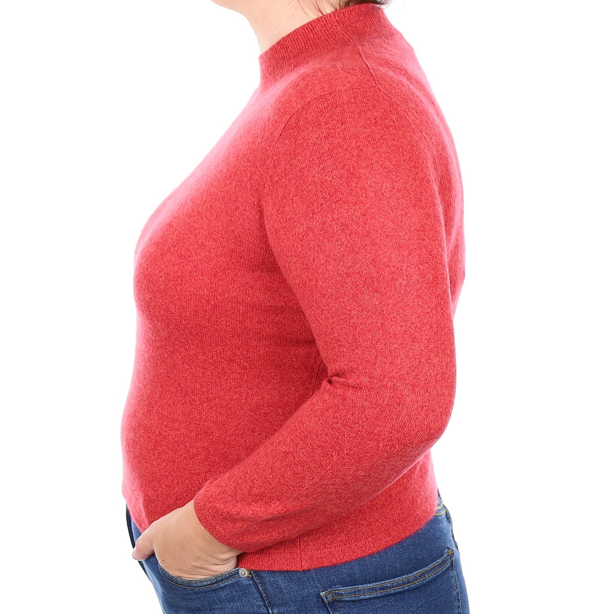 Sunset Red Marl Cashmere Turtleneck Jumper Large