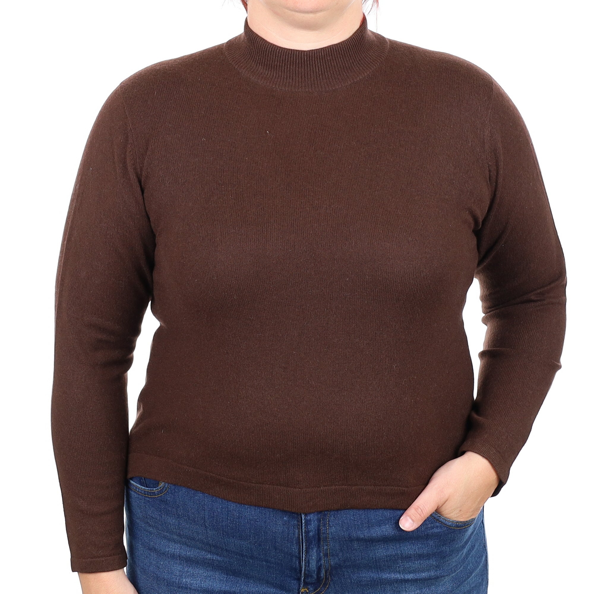 Chocolate Brown Cashmere Turtleneck Jumper Large