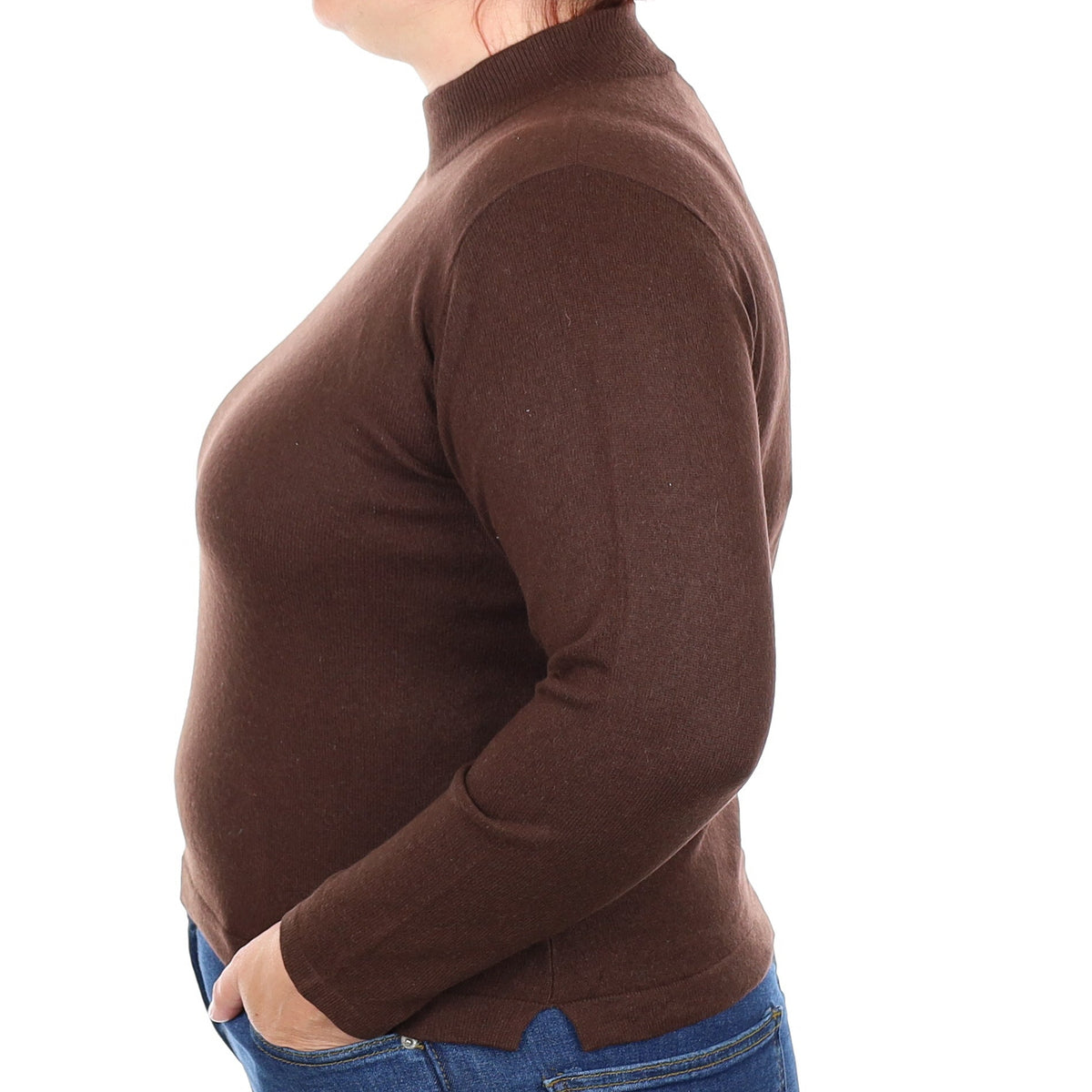 Chocolate Brown Cashmere Turtleneck Jumper Large